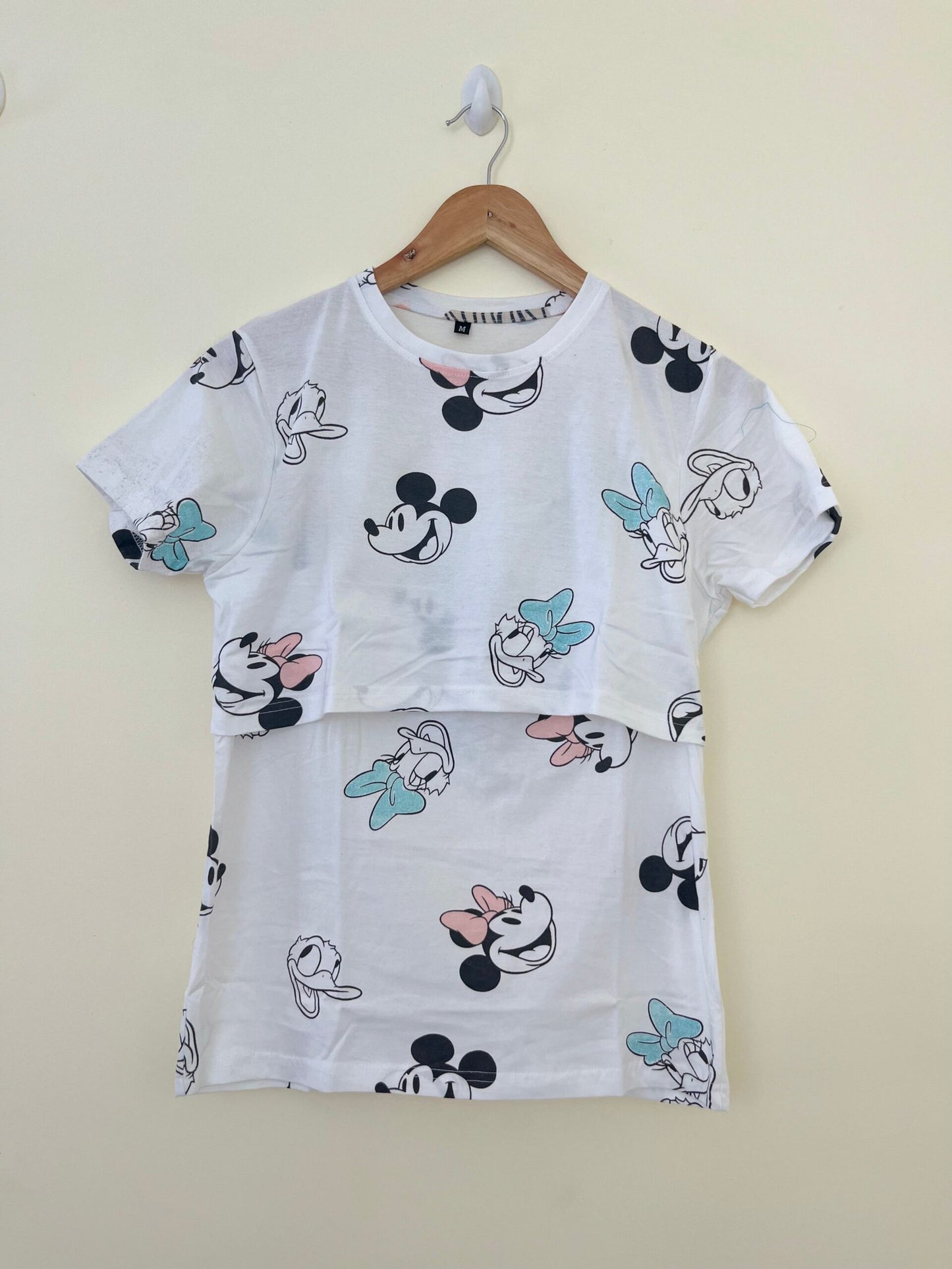 White Mickey Mouse Printed Feeding Top