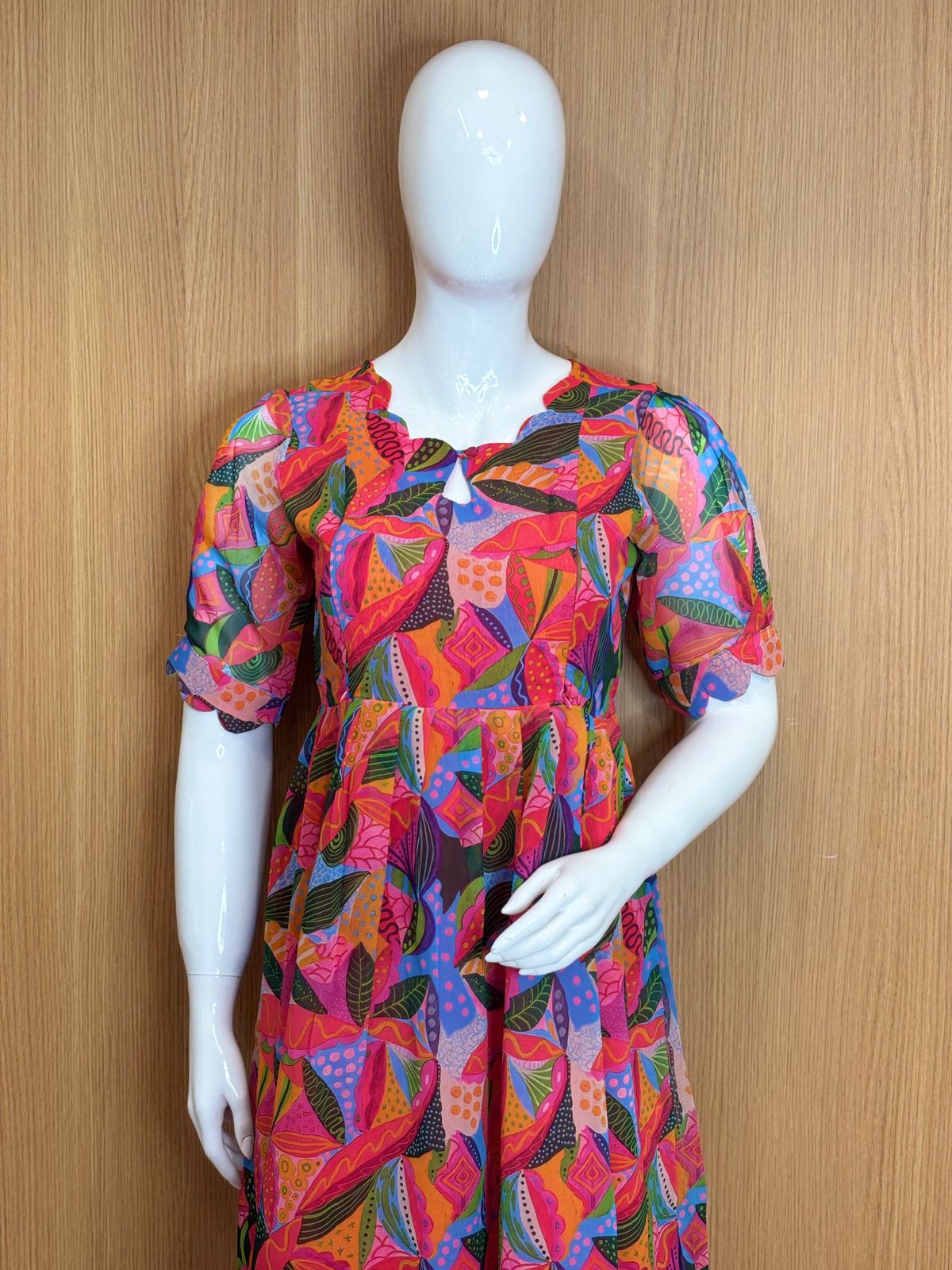 Floral Print Georgette Double Side Zip Feeding Maxi