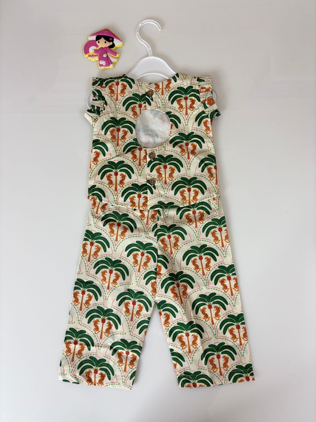 Cream Tropical Palm Tree Print Kids Outdoor Wear
