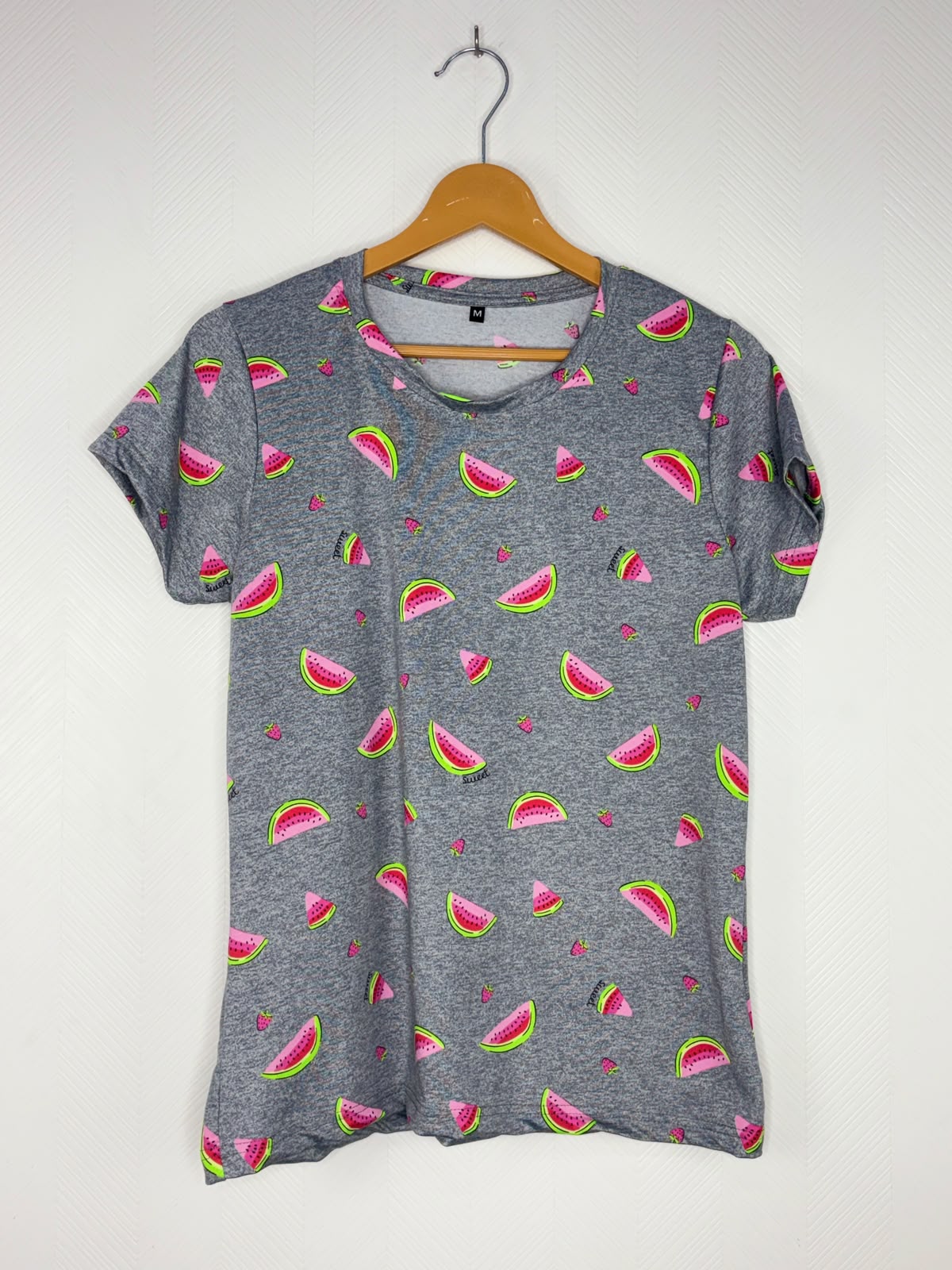 Grey Watermelon Print Women's T-Shirt