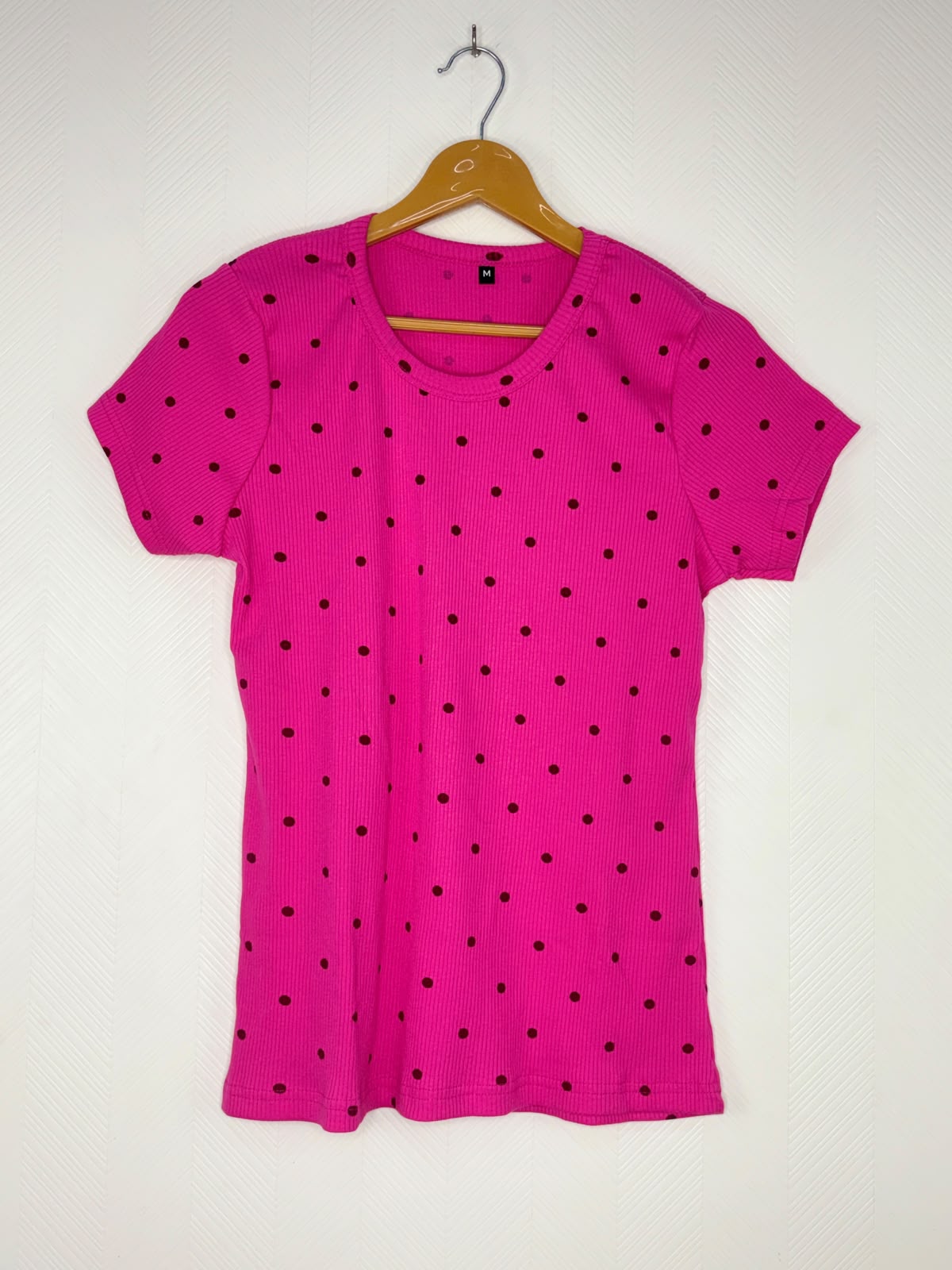 Pink Polka Dot Print Women's T-Shirt