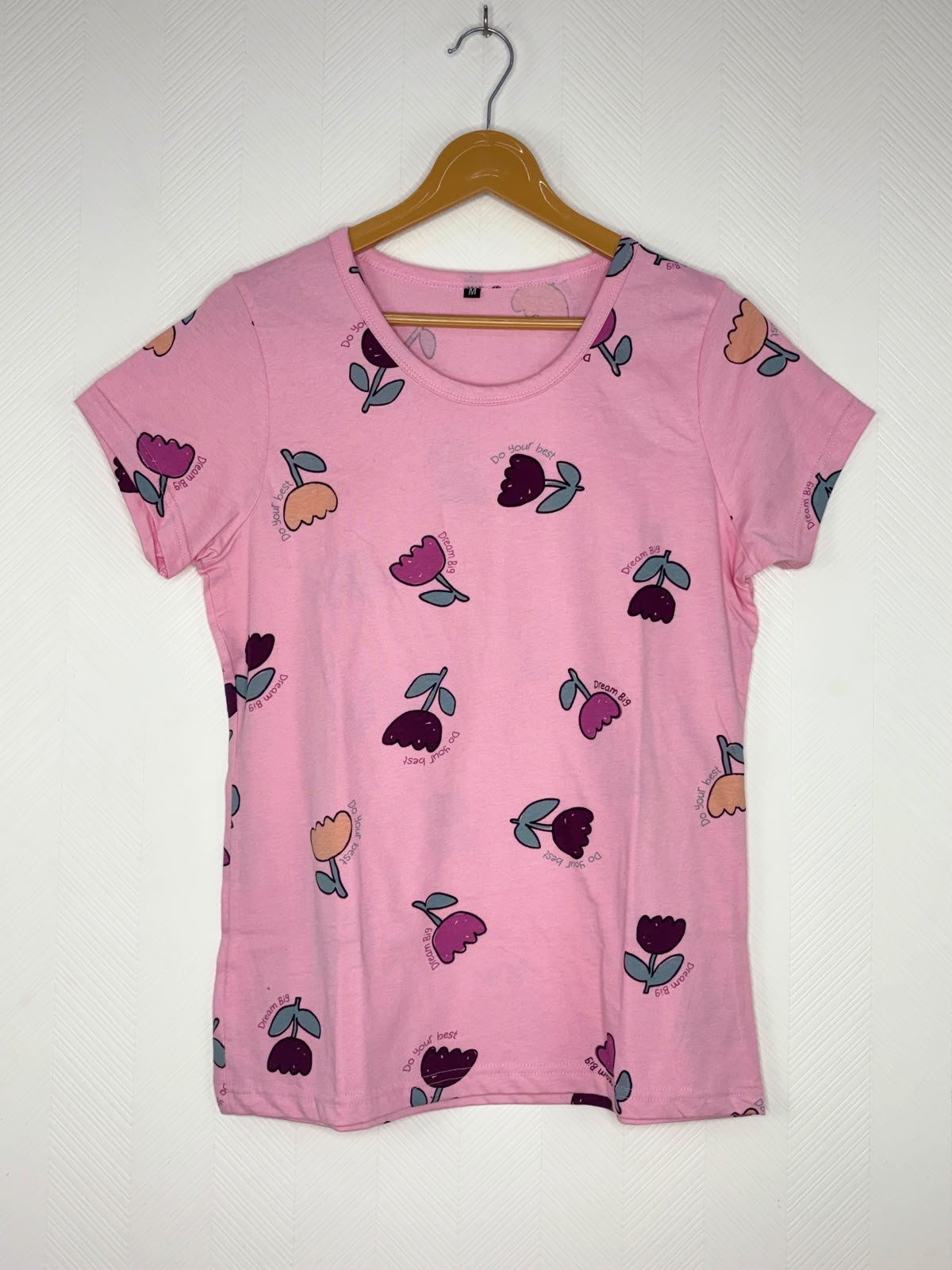 Pink Floral Print Women's T-Shirt