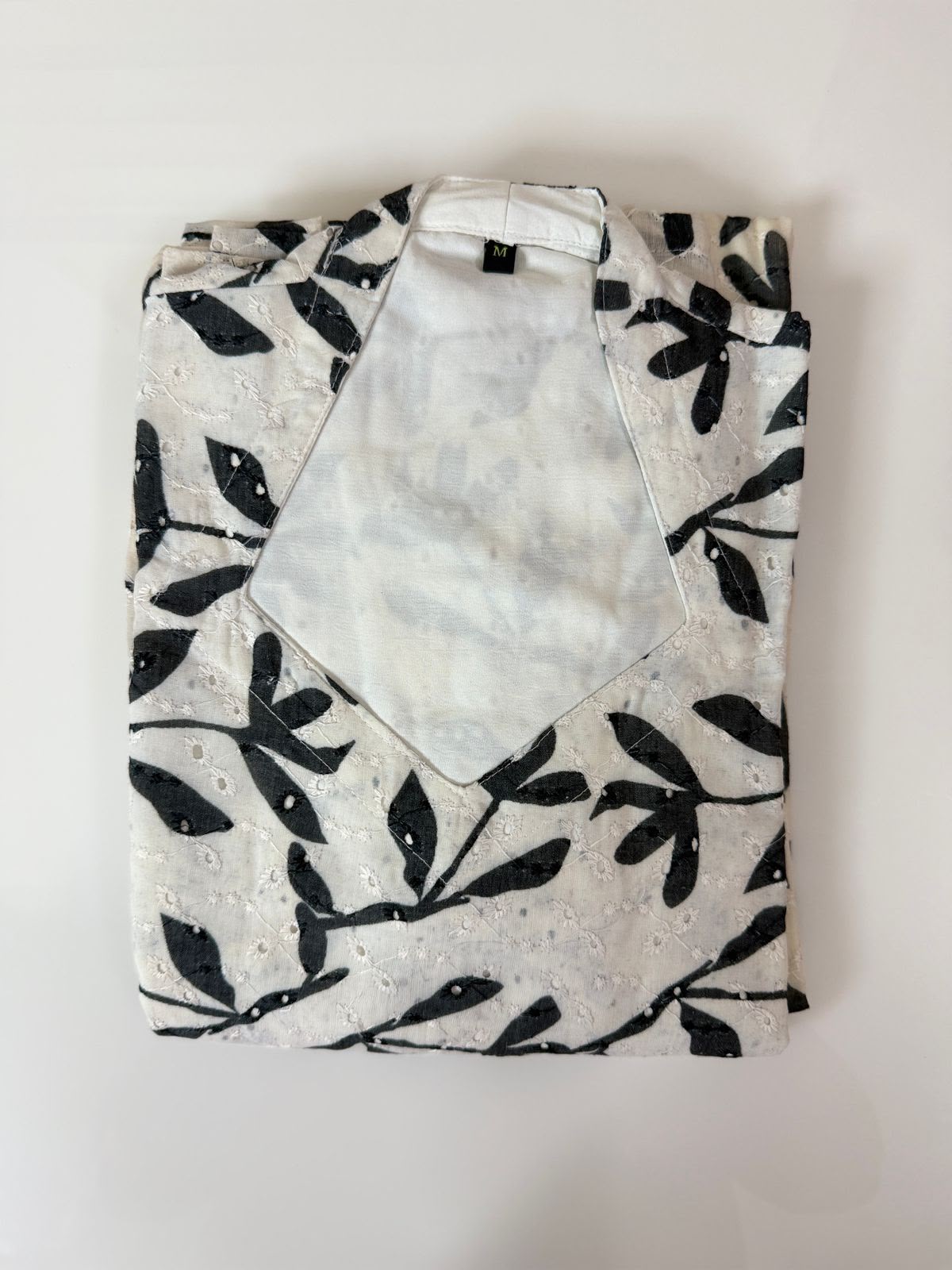Off White Charcoal Leaf Print Georgette Non-Feeding Maxi