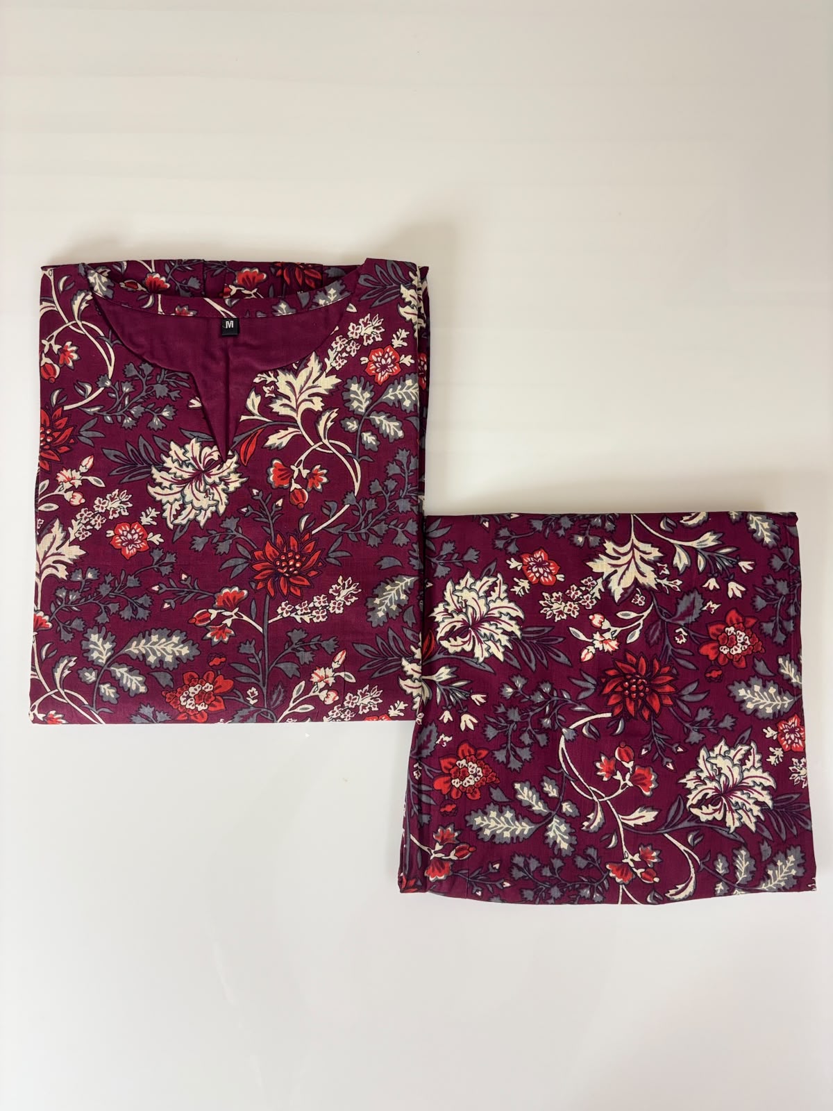 Maroon Floral Peplum Palazzo Set