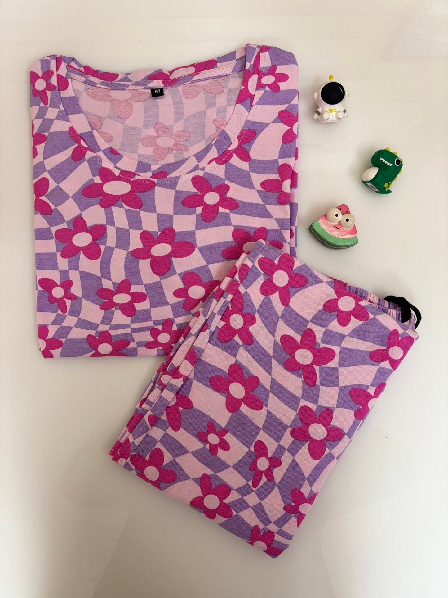 Lavender Floral Printed T-shirt with Combo Pant Set