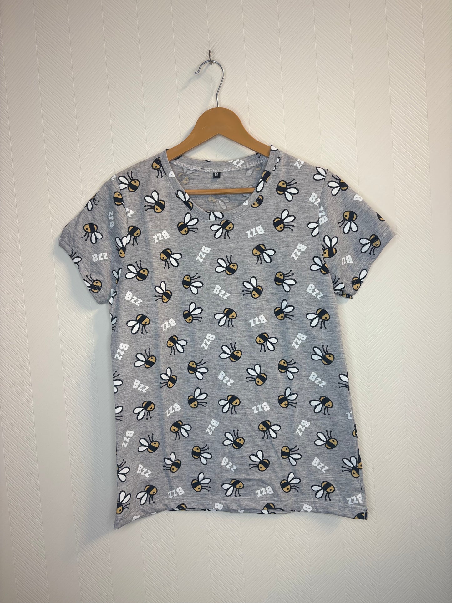 Grey Bee Print Women's T-Shirt