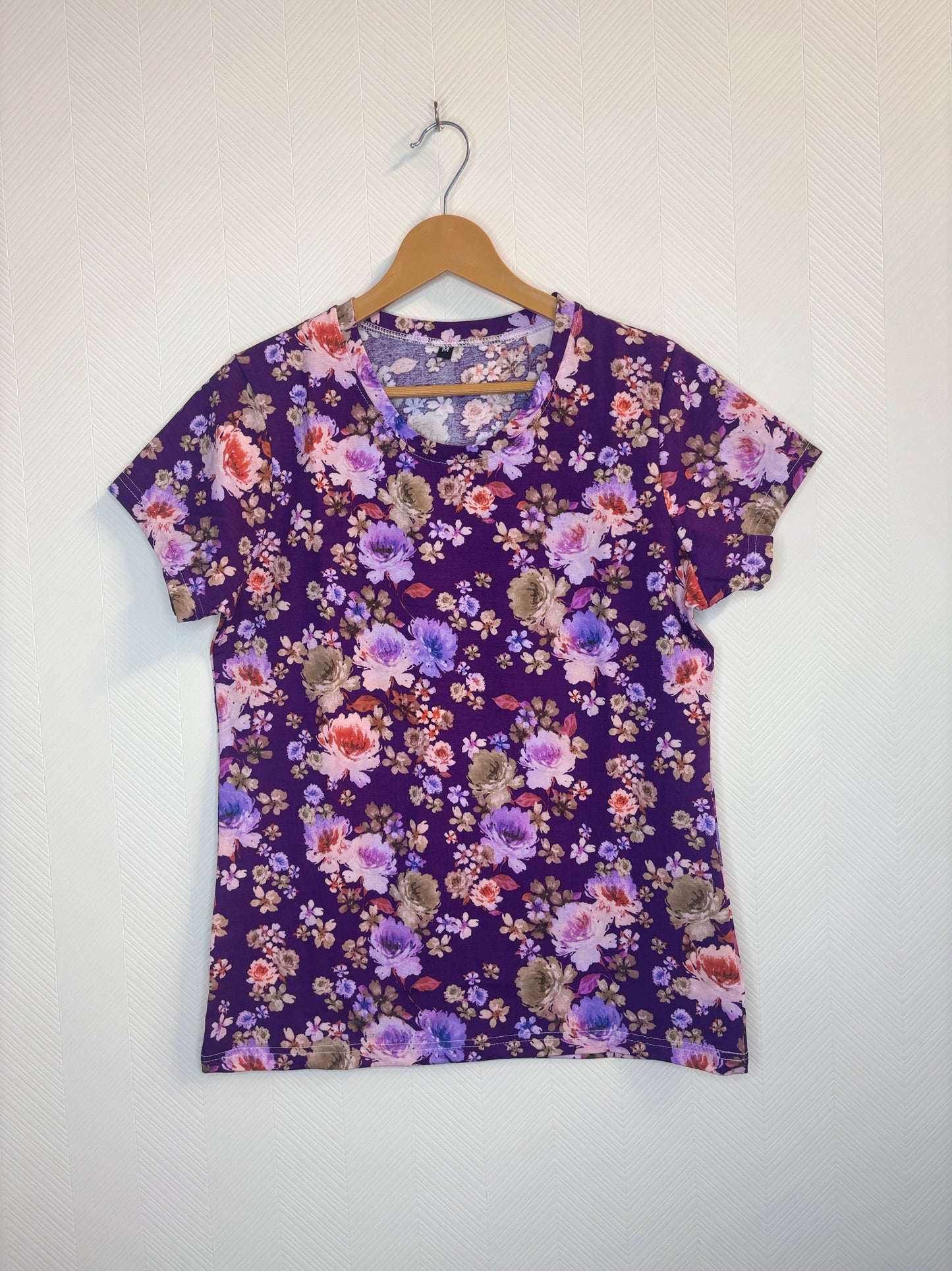 Purple Floral Print Women's T-Shirt