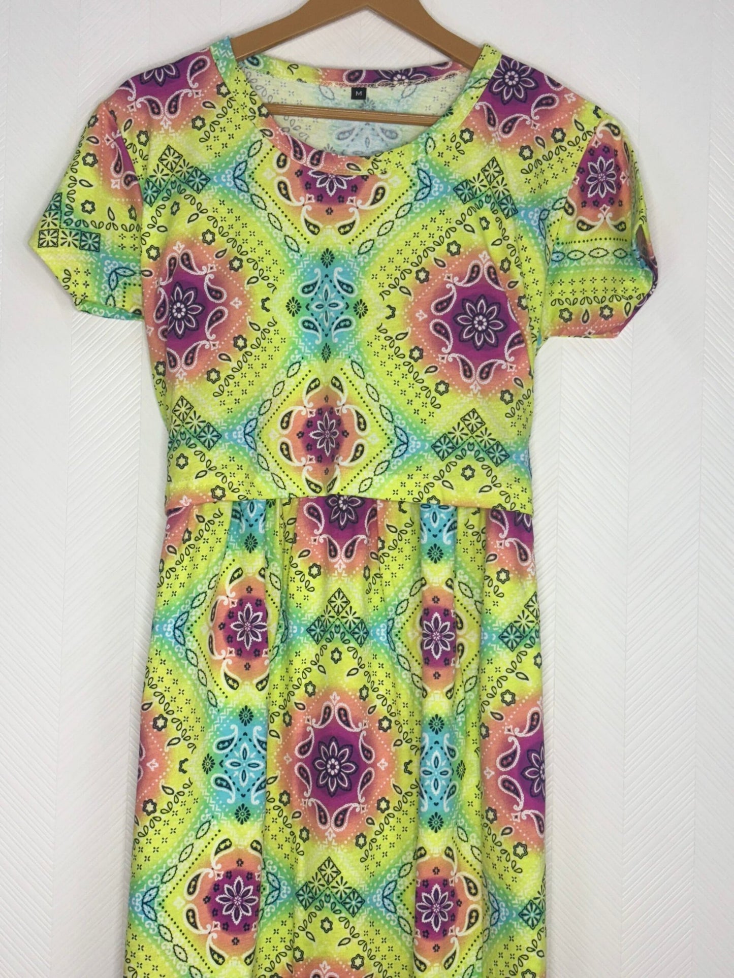 Cotton Fabric Green Kolam Printed Maternity Maxi