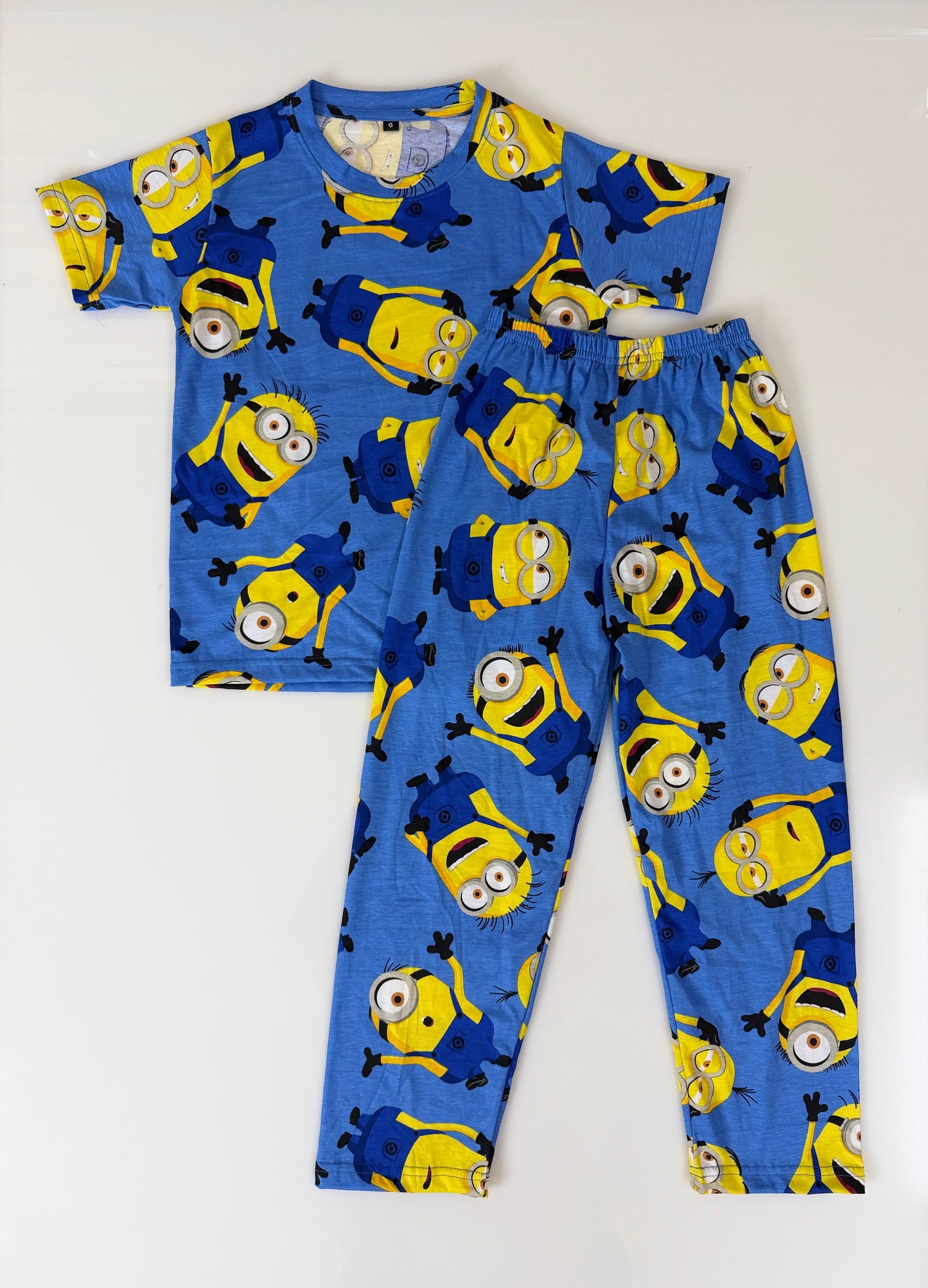 Blue Cartoon Minion Print T-Shirt and Pant Co-ords