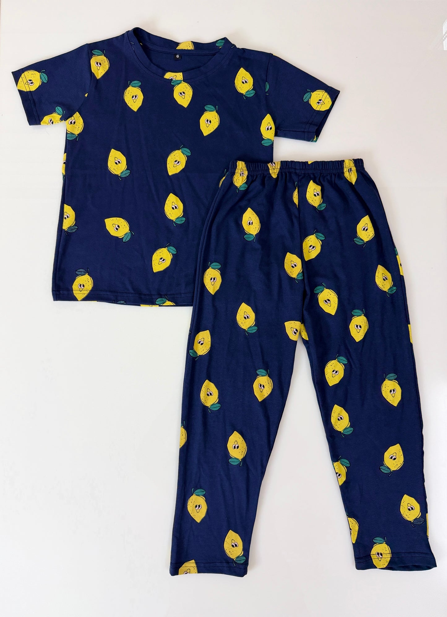Navy Lemon Print T-Shirt and Pant Co-ords