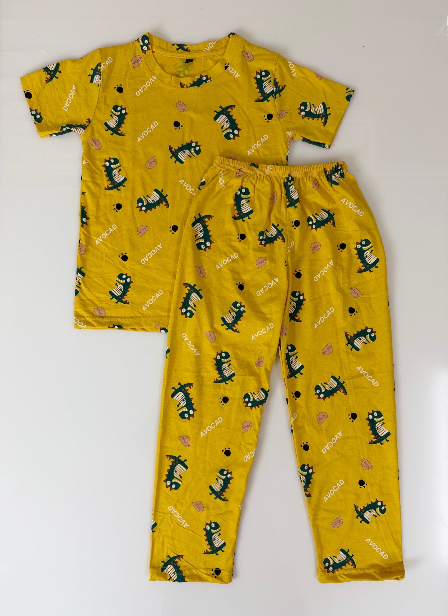 Yellow Dinosaur Print T-Shirt and Pant Co-ords