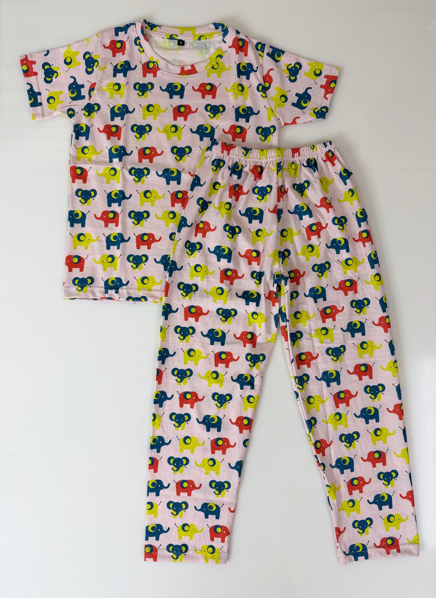 Pink Elephant Print T-Shirt and Pant Co-ords