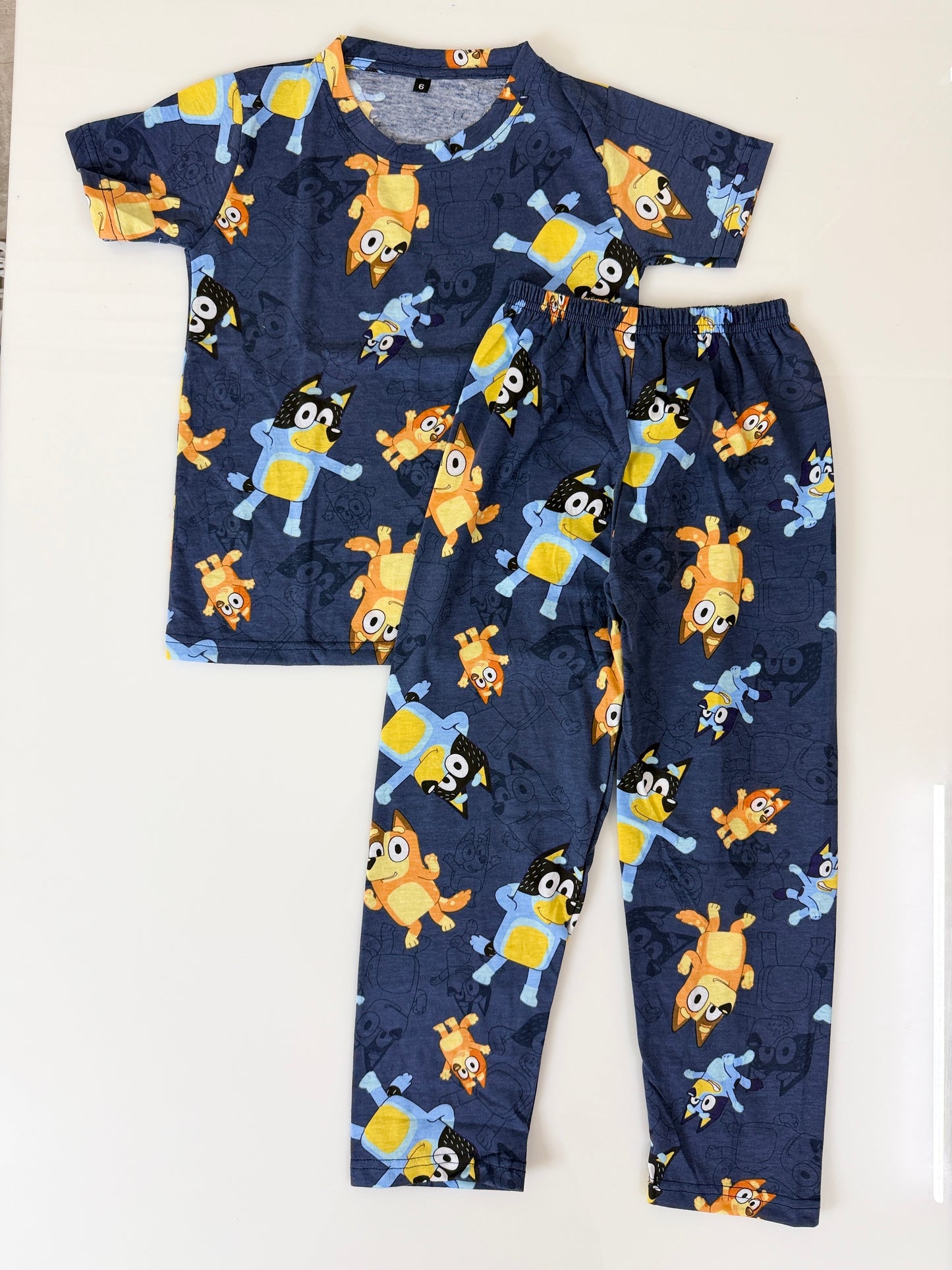 Navy Cartoon Dog Print T-Shirt and Pant Co-ords