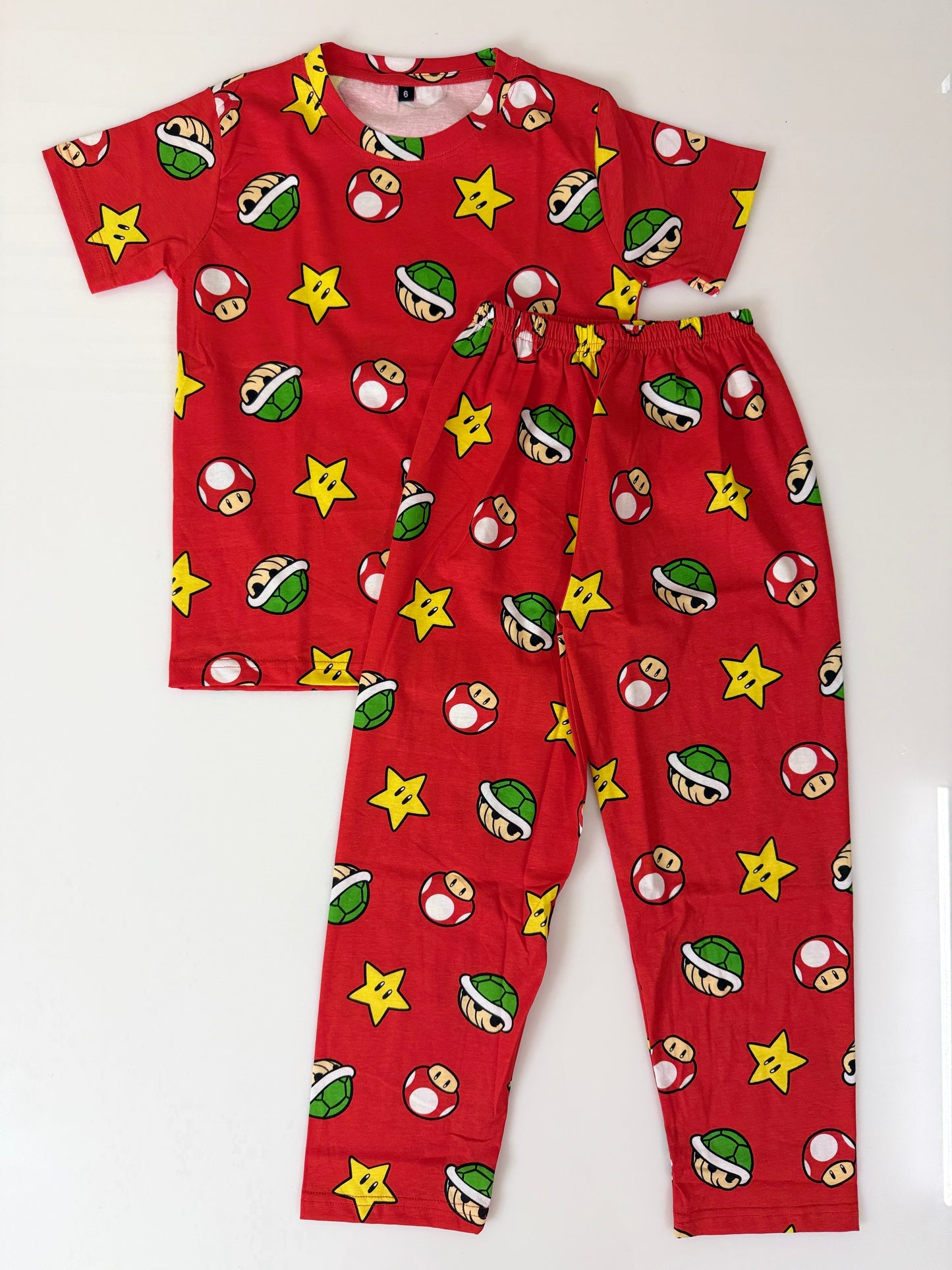 Red Gaming Icons Print T-Shirt and Pant Co-ords
