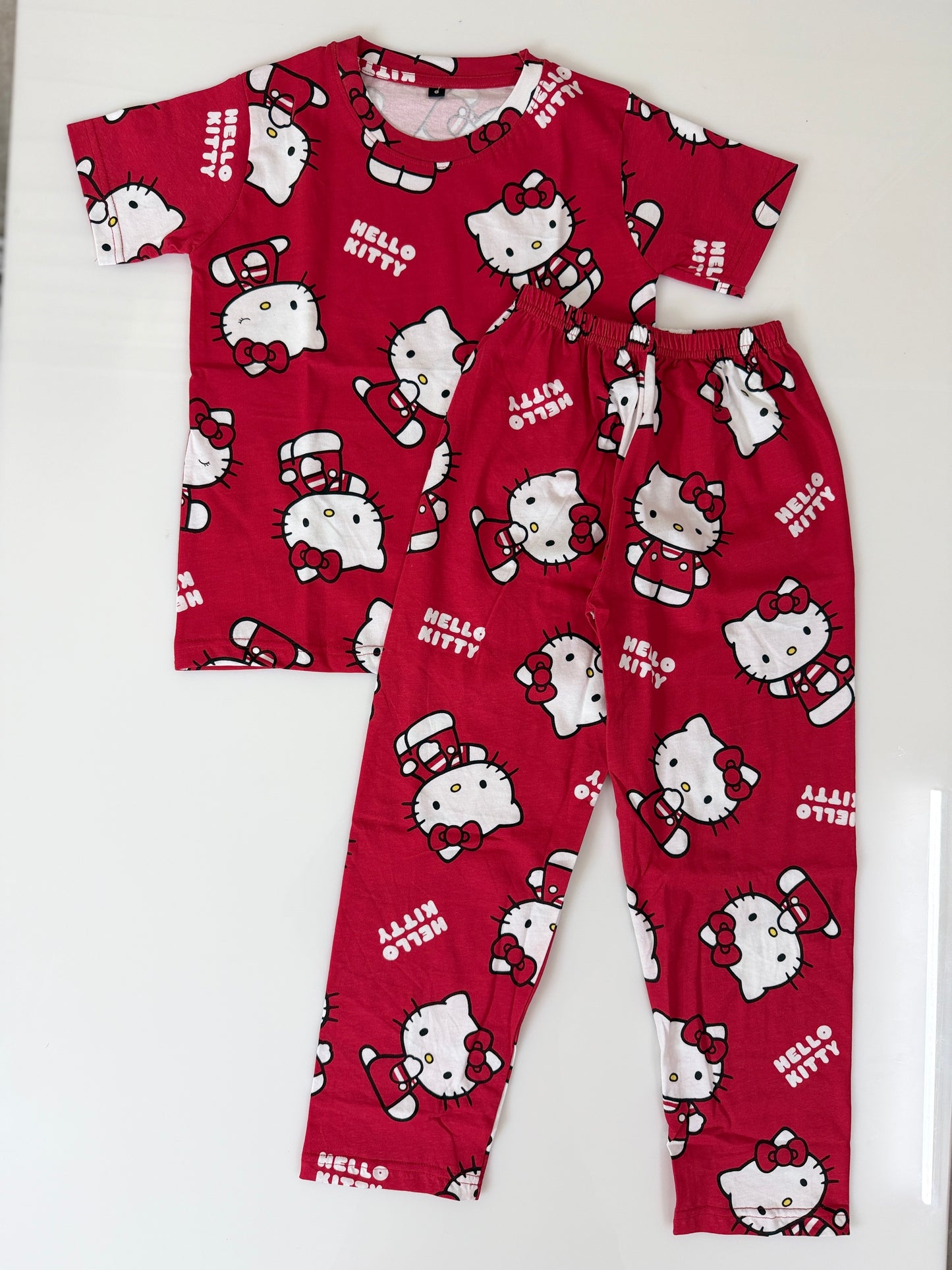 Red Hello Kitty Print T-Shirt and Pant Co-ords