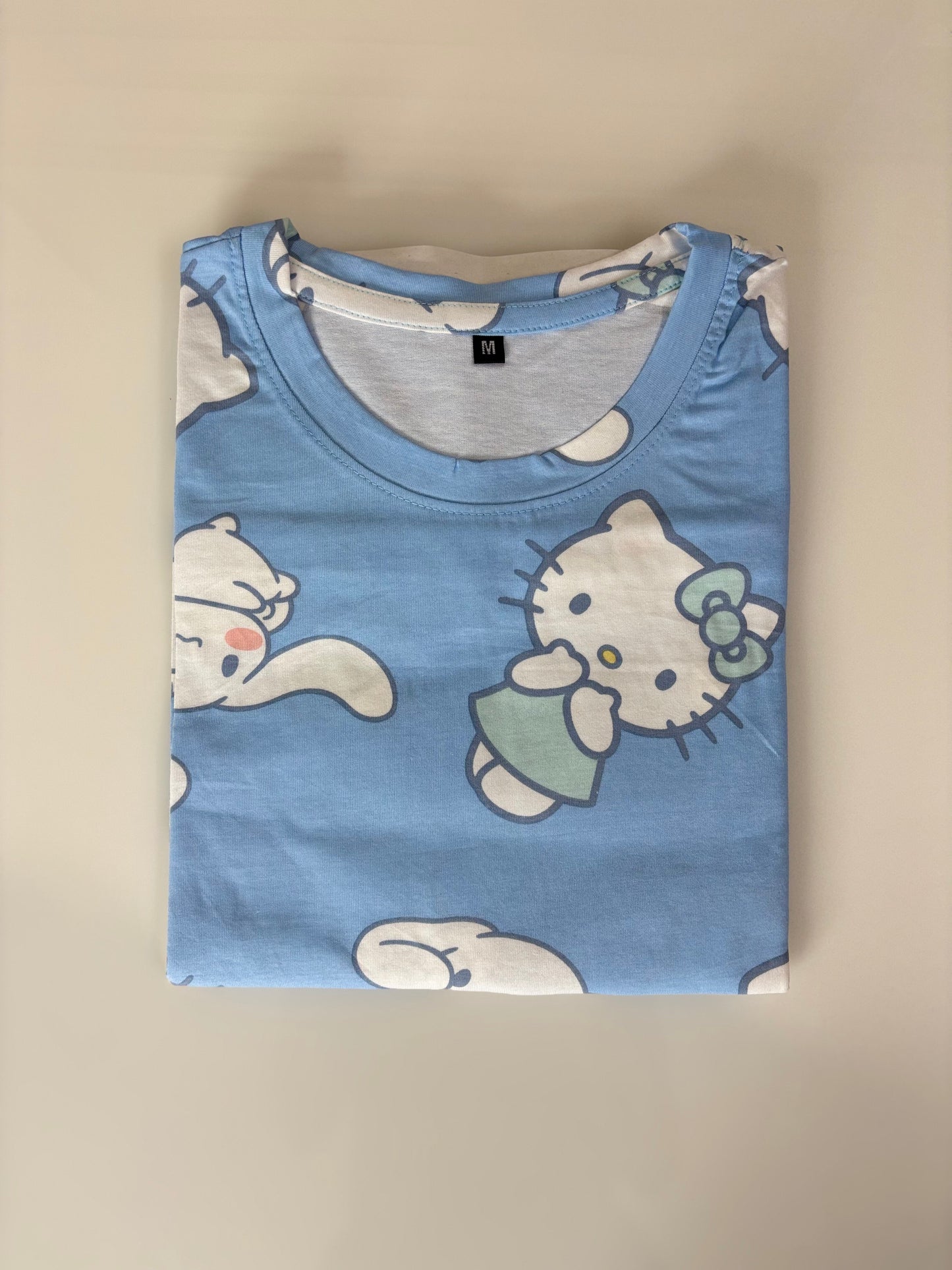 Sky Blue Kitty Print Long Tunic