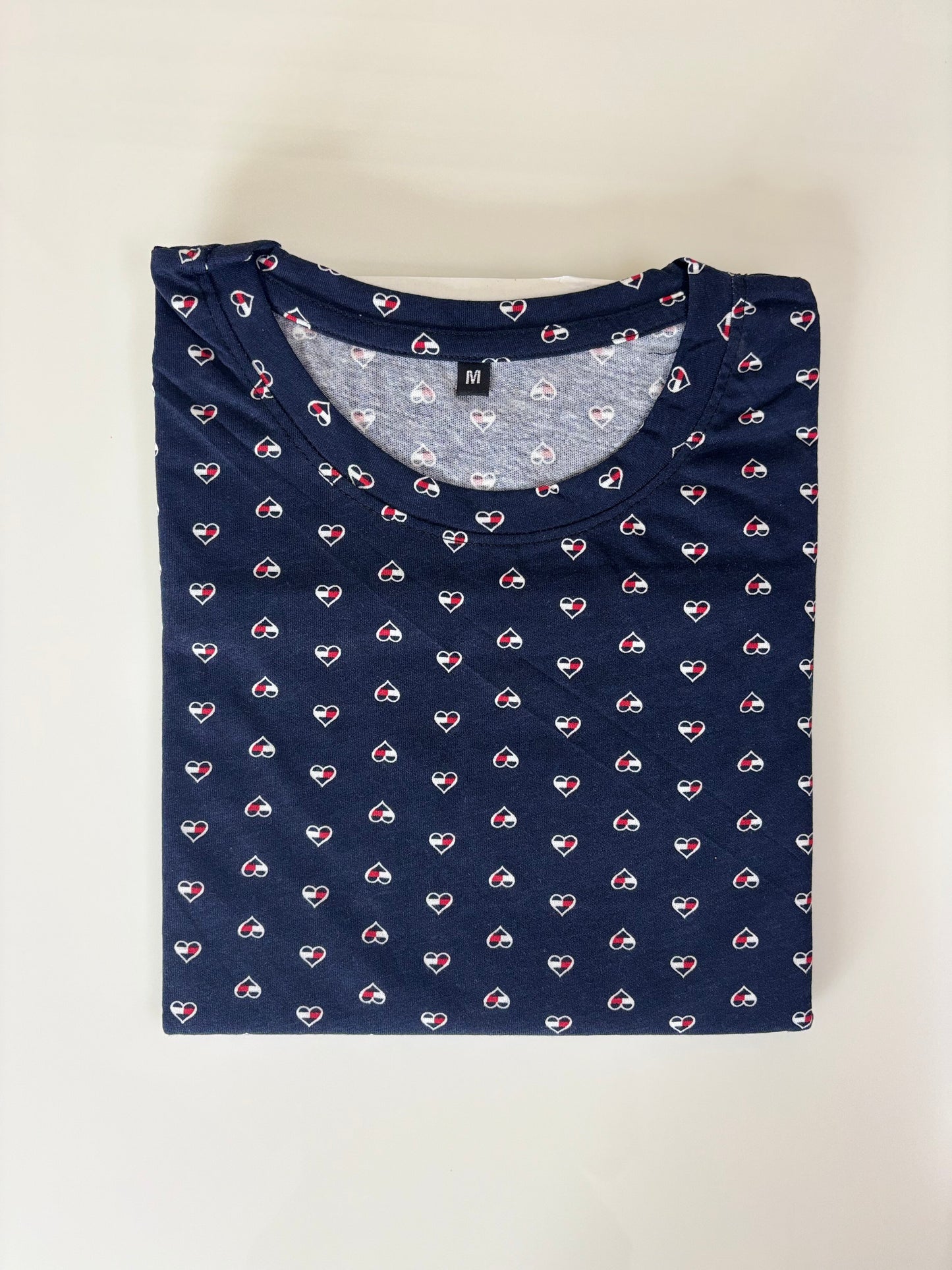 Navy Blue Heart Print Long Tunic