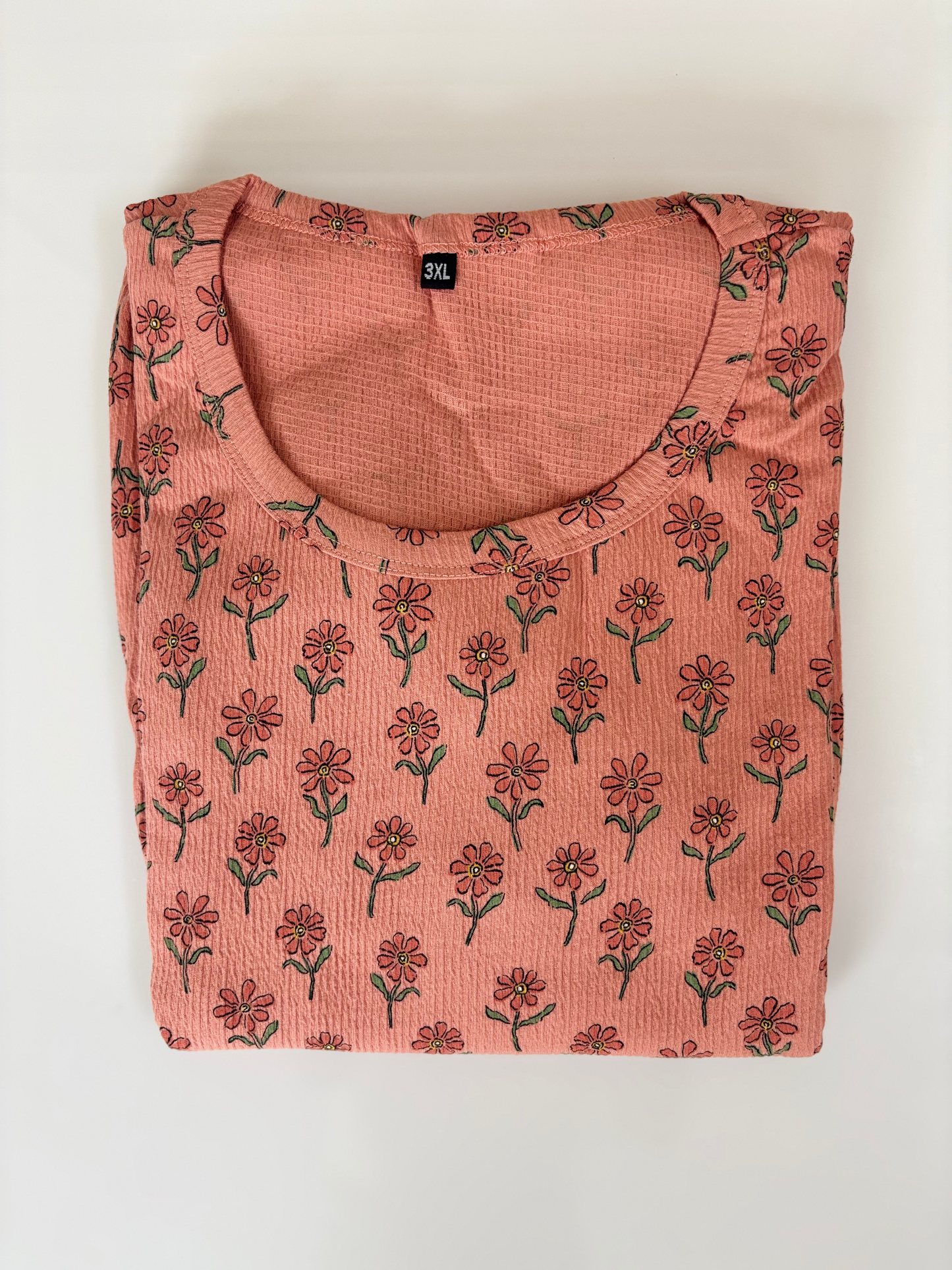 Peach Floral Print Crush Frock