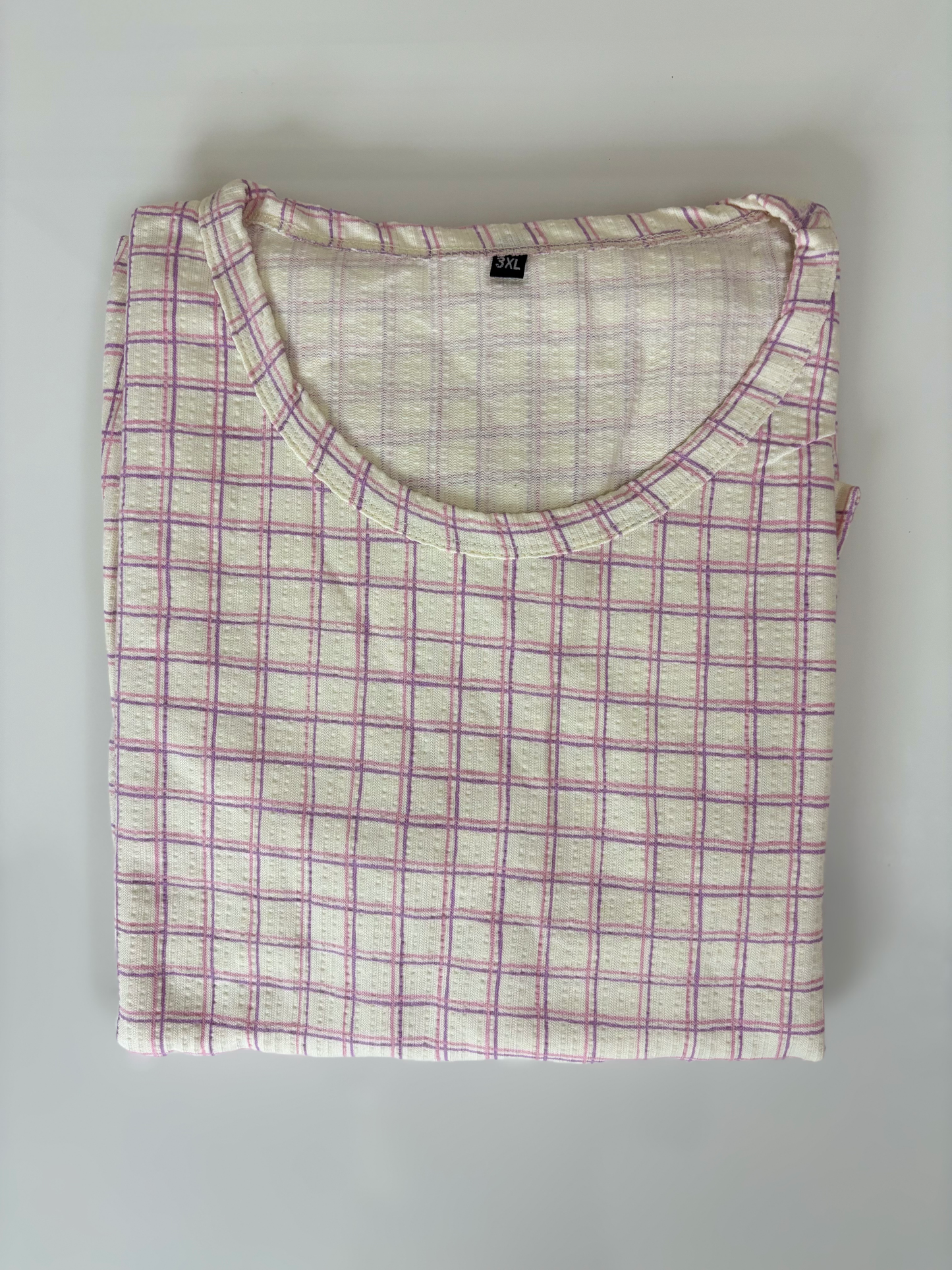 White Purple Checks Print Crush Frock
