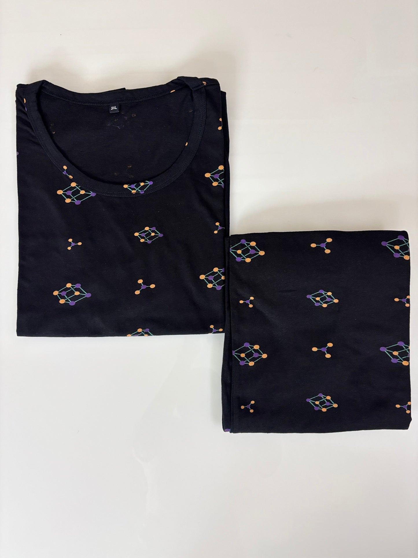 Black Geometric Print T-Shirt and Palazzo Set