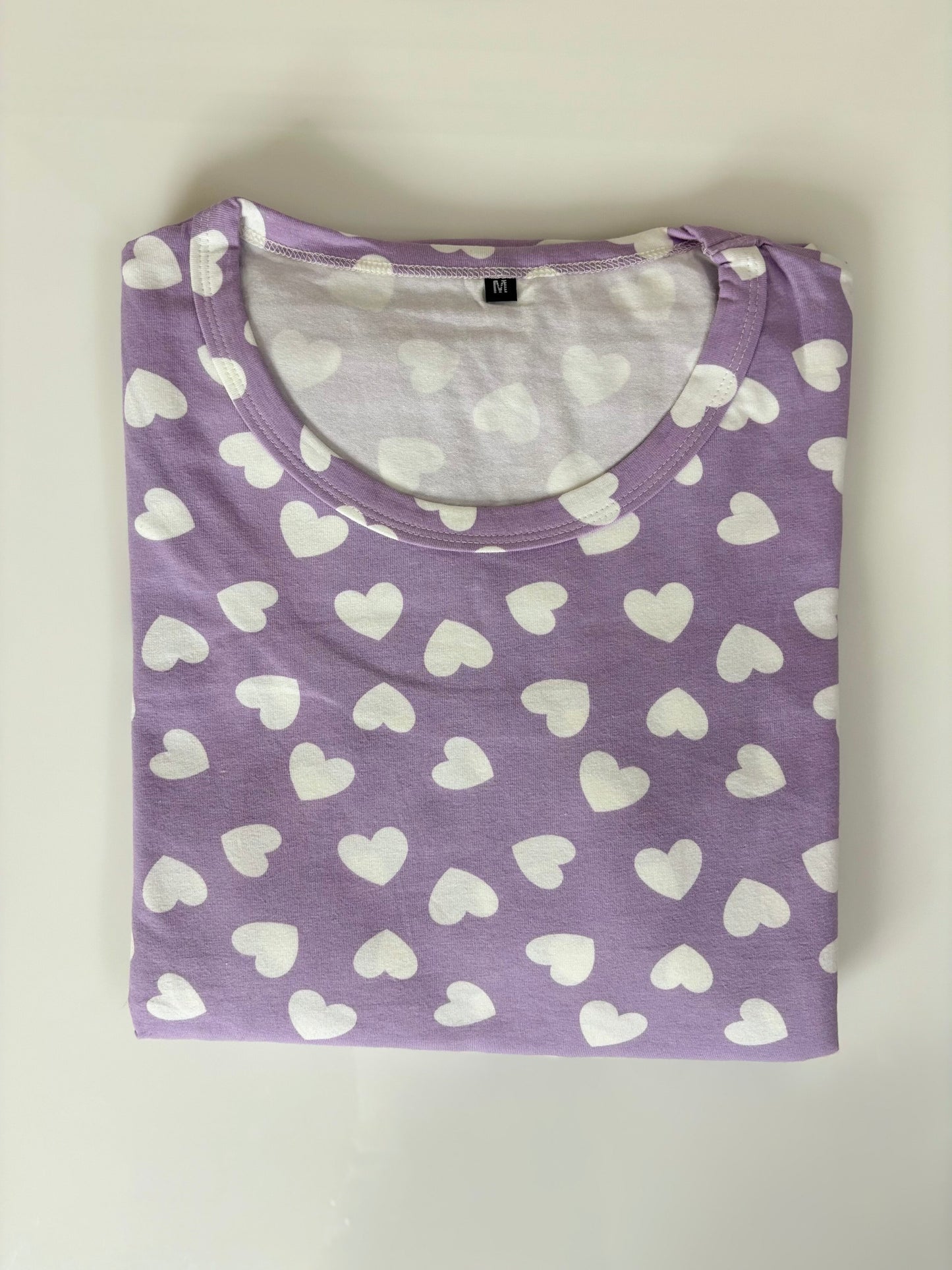 Lavender White Heart Print Maternity Feeding Maxi