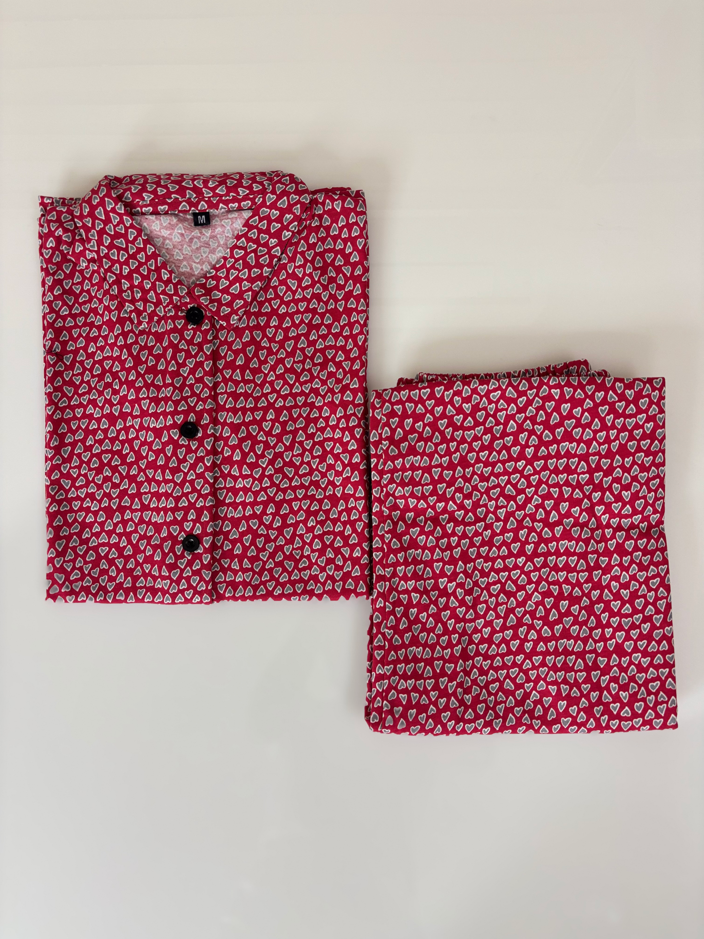 Red Heart Print Night Suit Sets