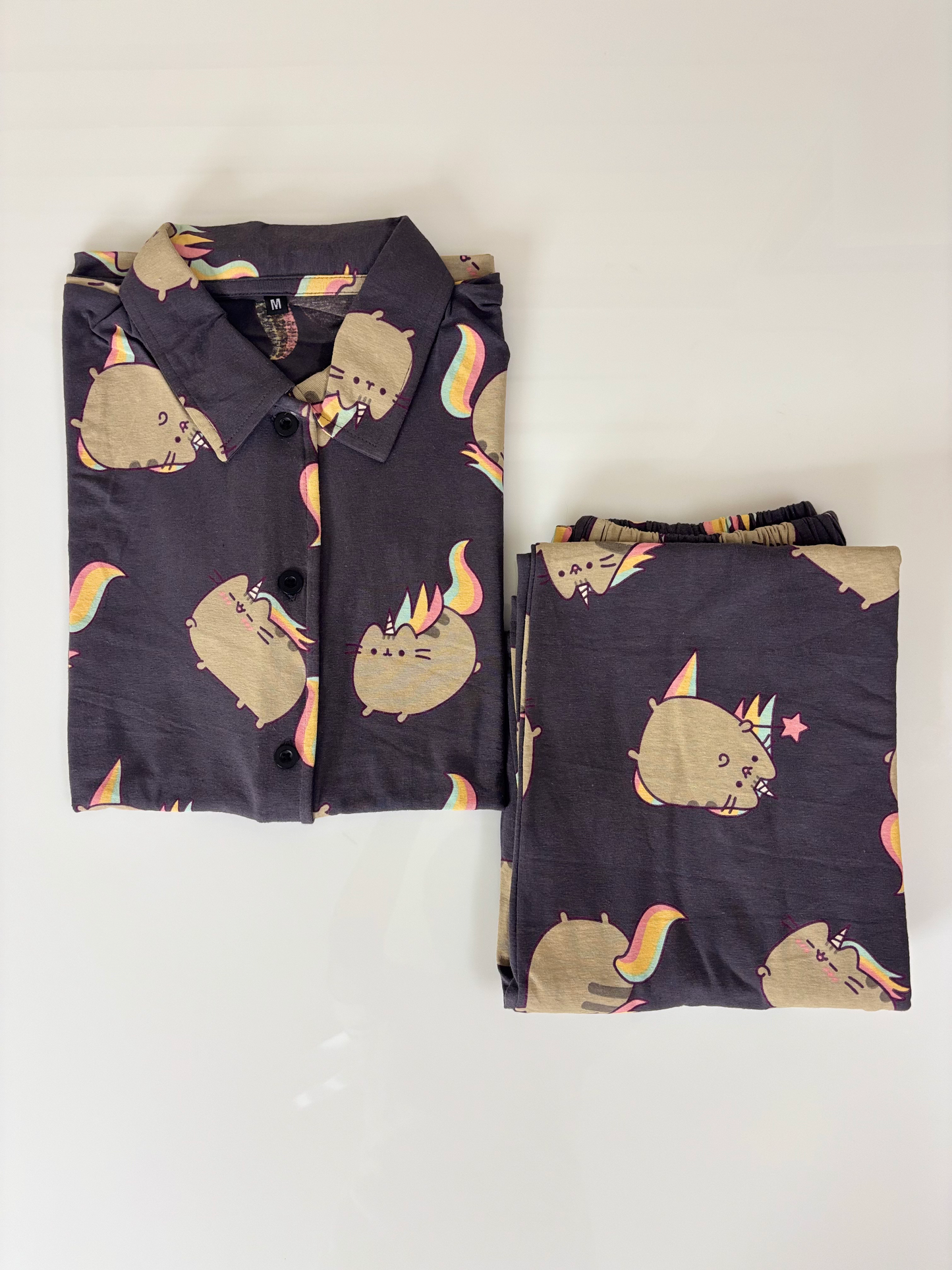 Charcoal Unicorn Cat Print Night Suit Sets