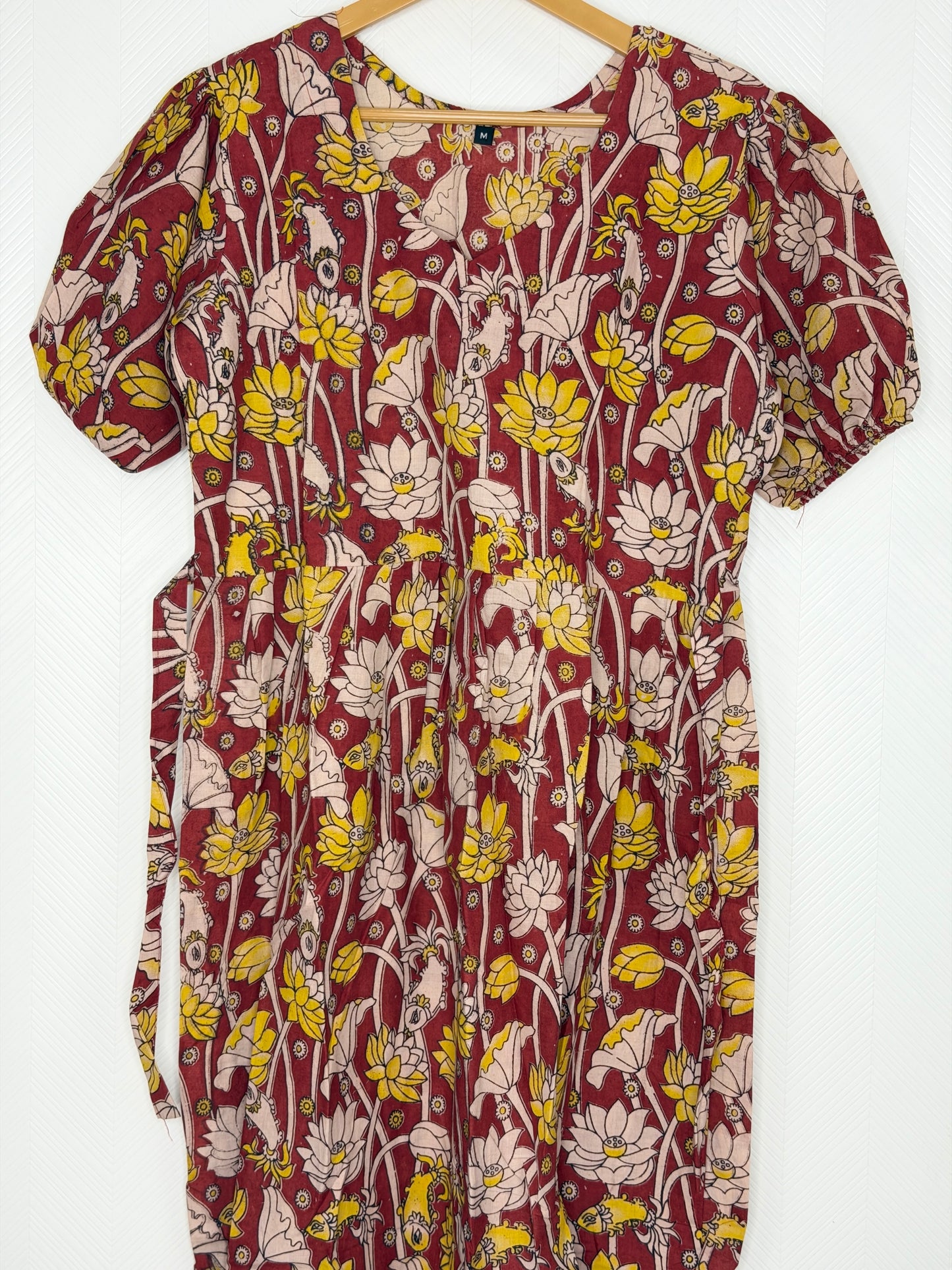 Kalamkari Cotton Frock Maroon Floral Print