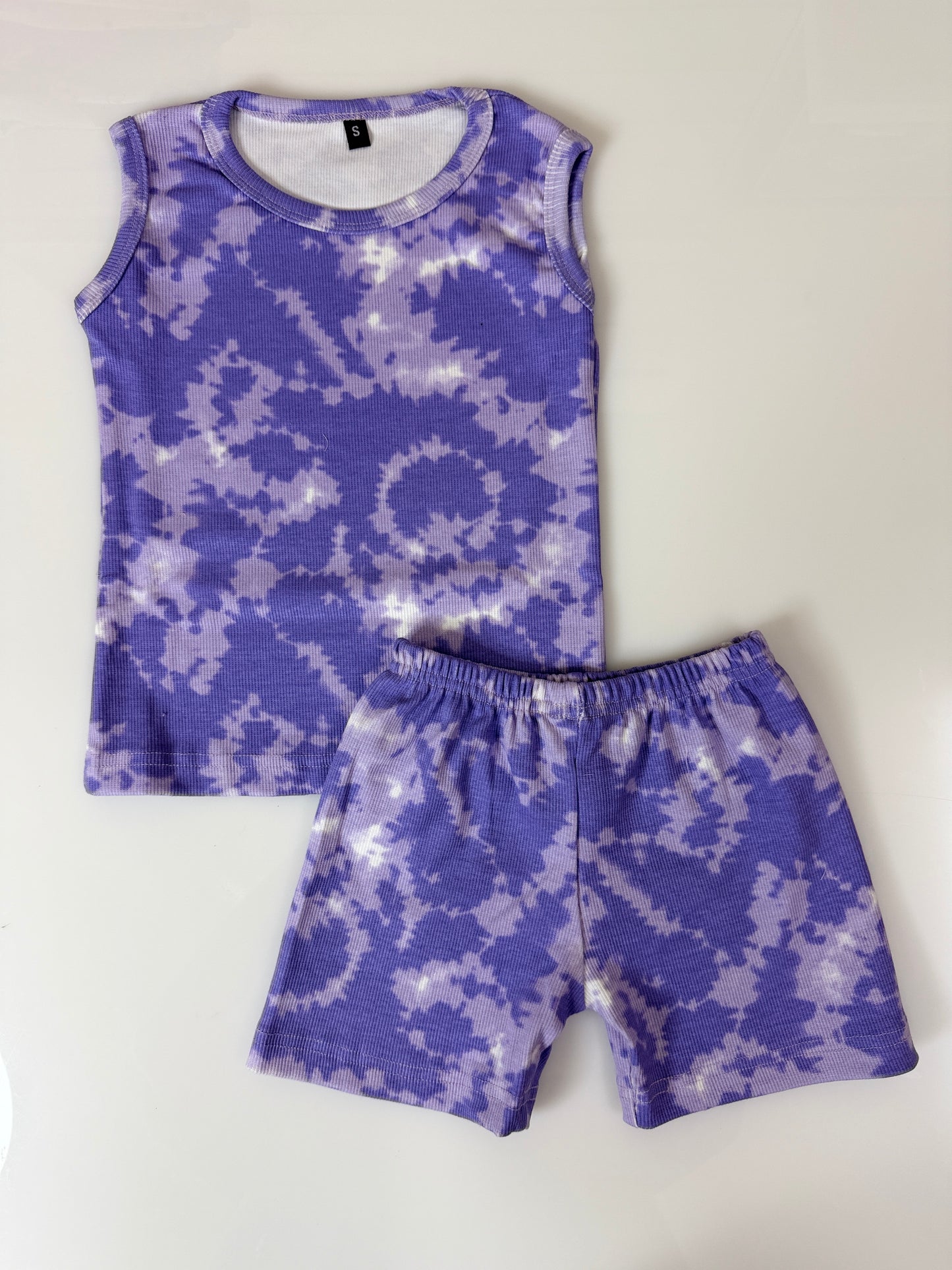 Lavender Tie-Dye Print Sleeveless Kids Co-ords