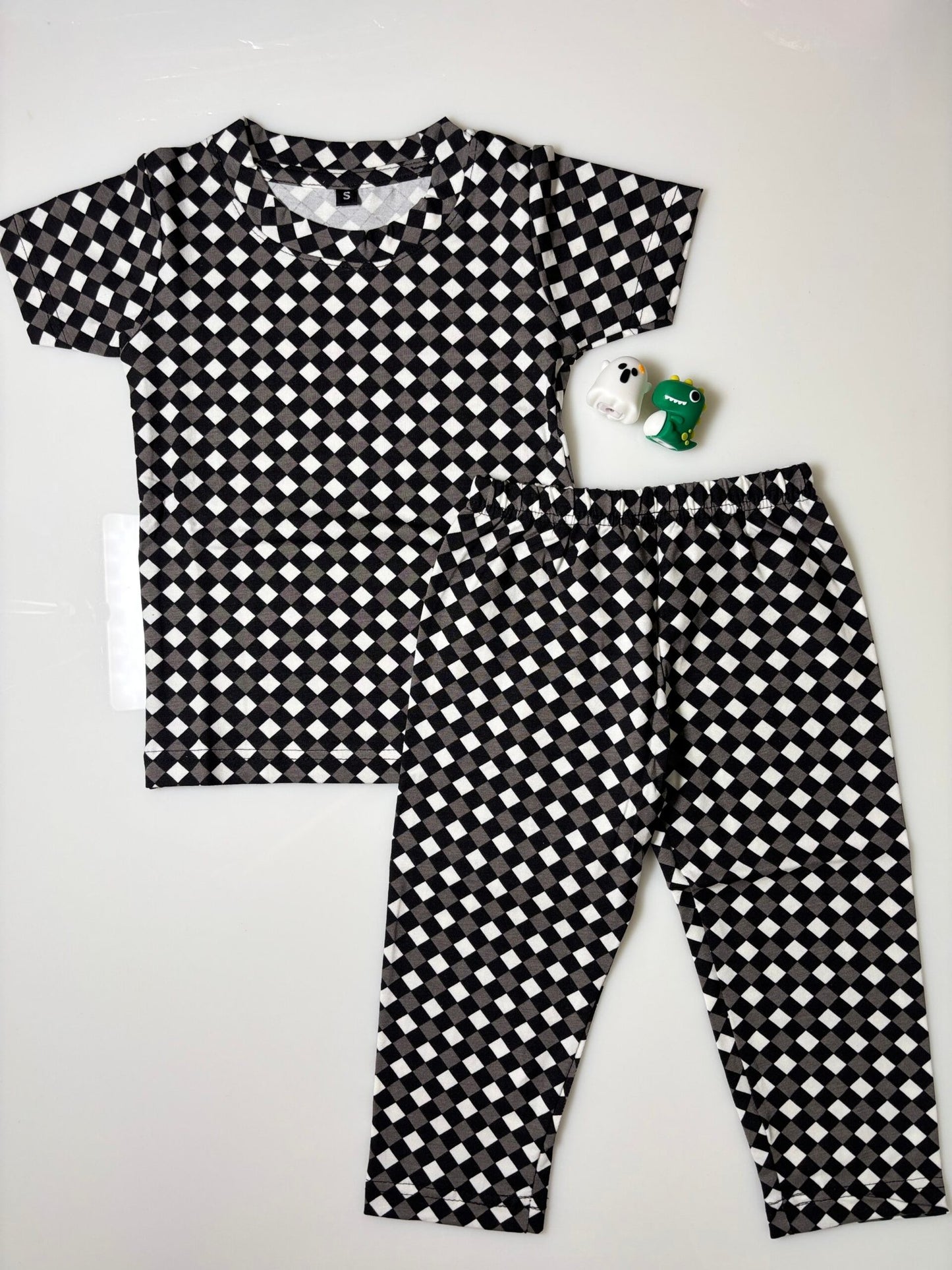 Black Boxes Printed Kids Coords