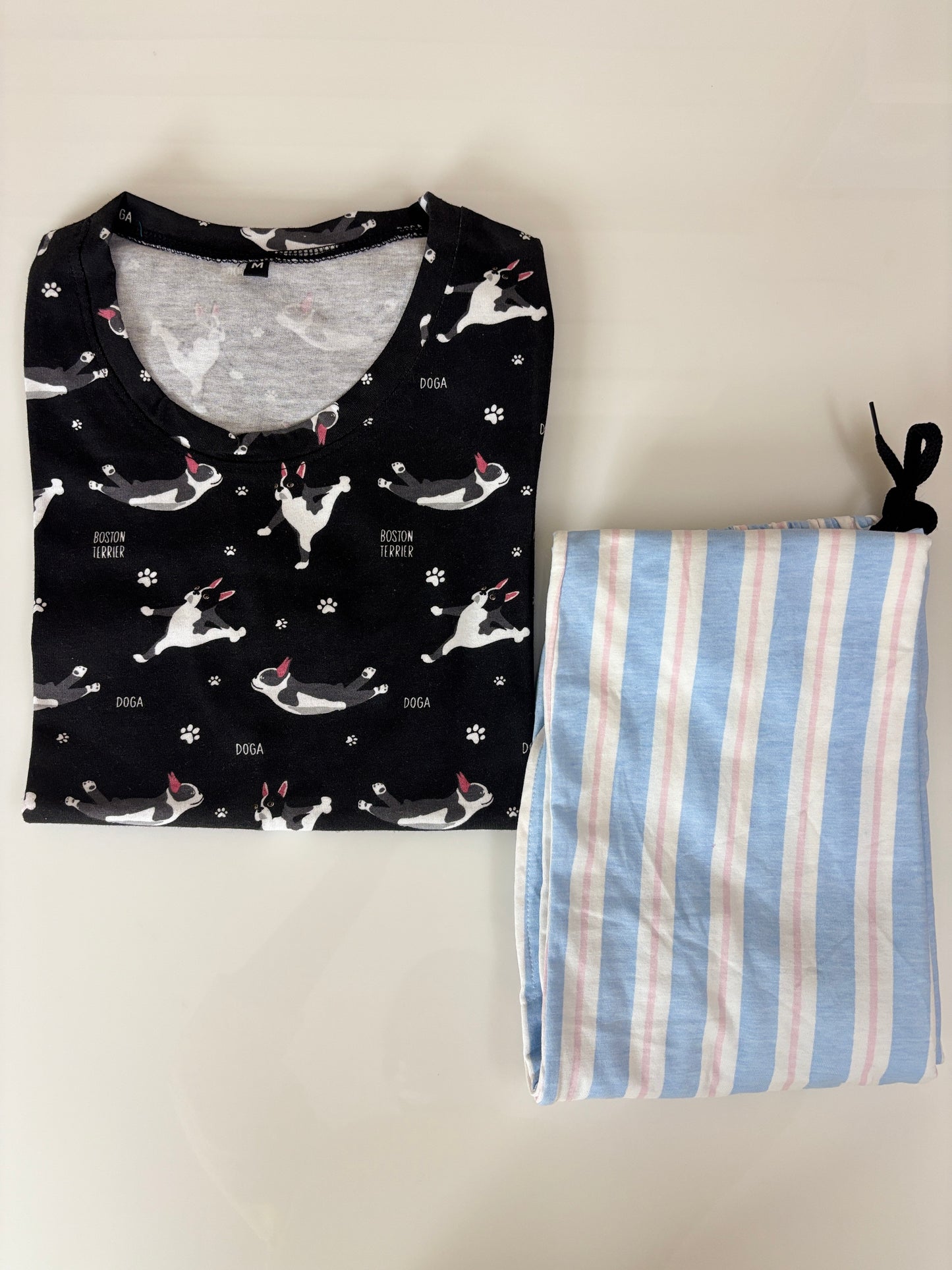 Black Boston Terrier Print T-Shirt and Pant Set