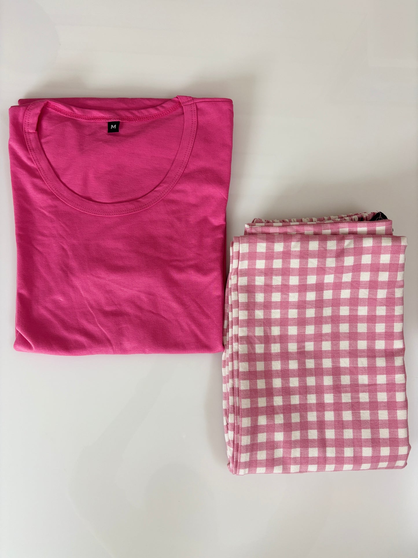 Hot Pink Solid T-Shirt and Pant Set