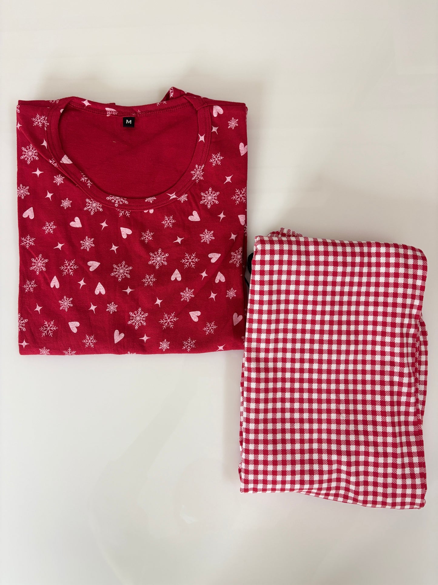 Red Snowflake Heart Print T-Shirt and Pant Set