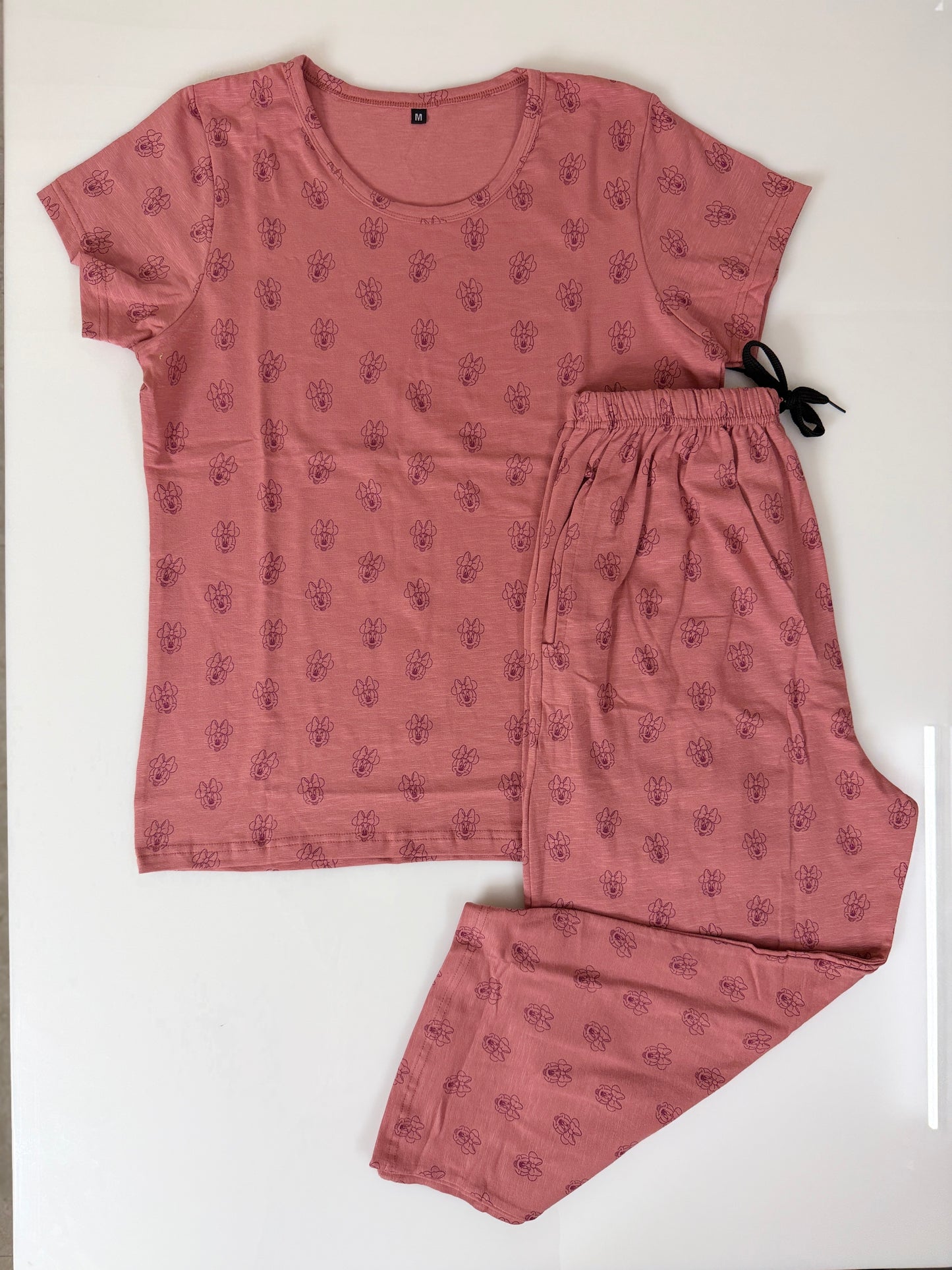 Dusty Pink Minnie Print T-Shirt and 3/4th Coords