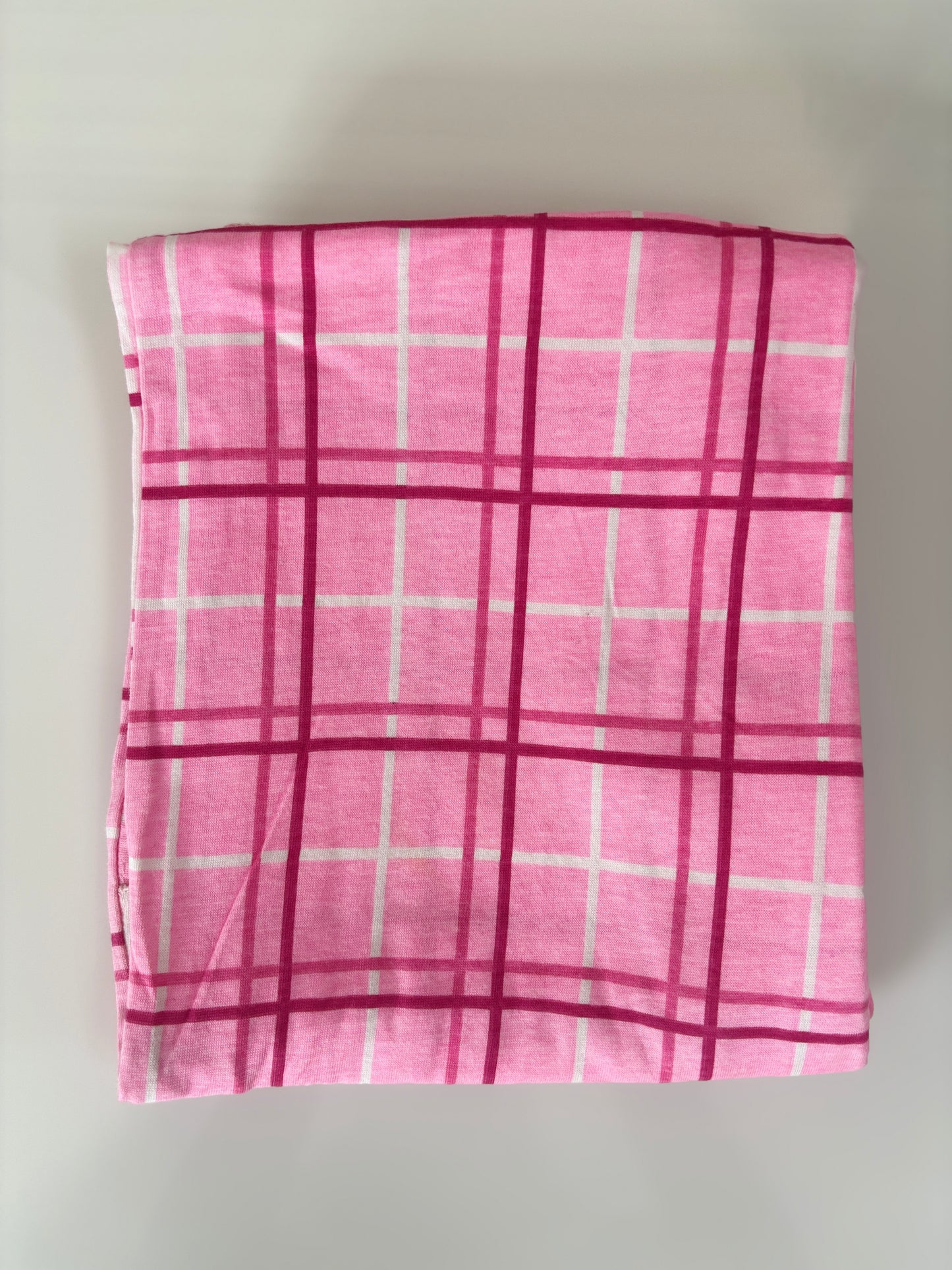 Pink Windowpane Check Print Women Night Pant