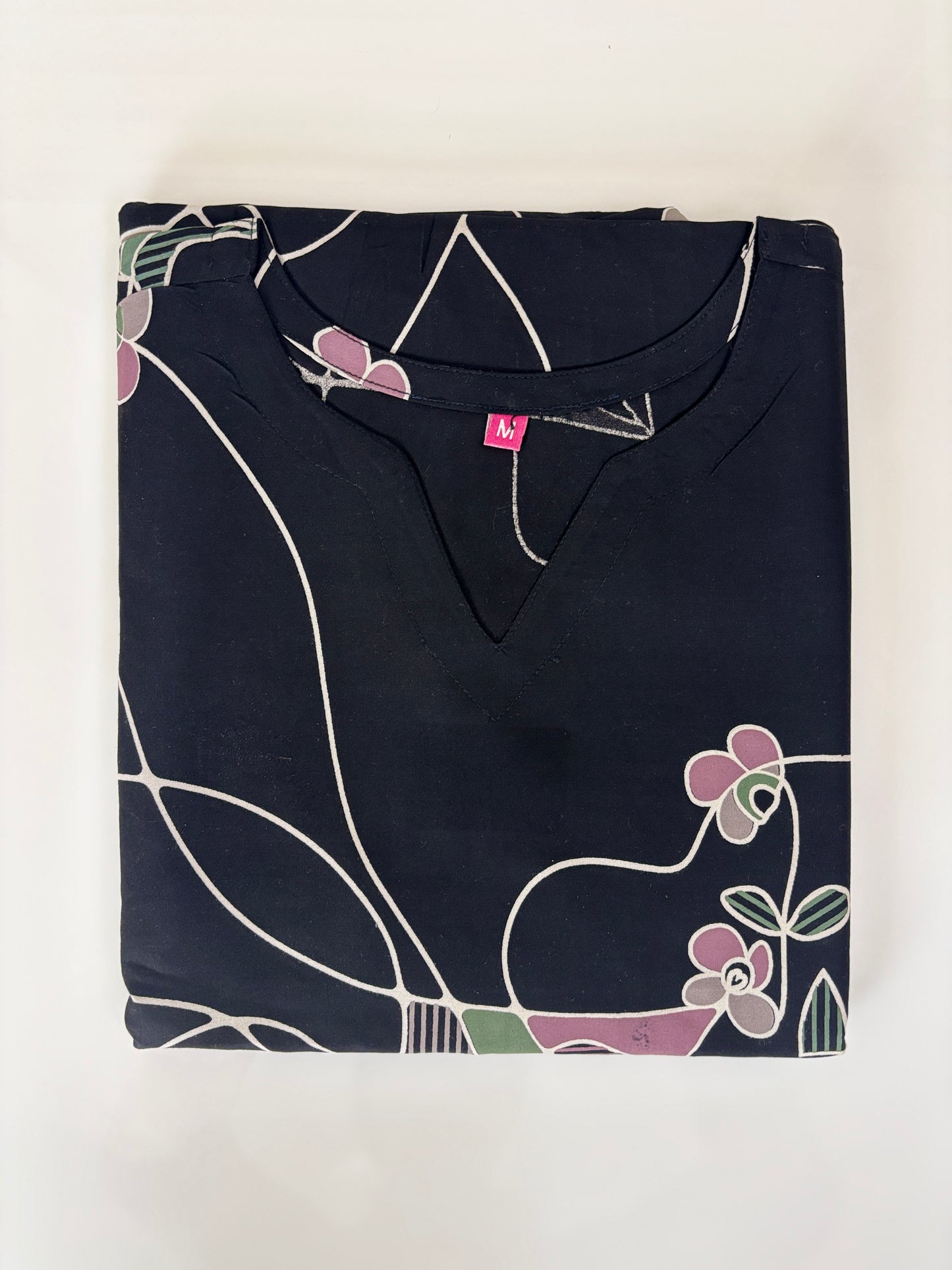 Midnight Black Twilight Floral Vine Budget Friendly Frock