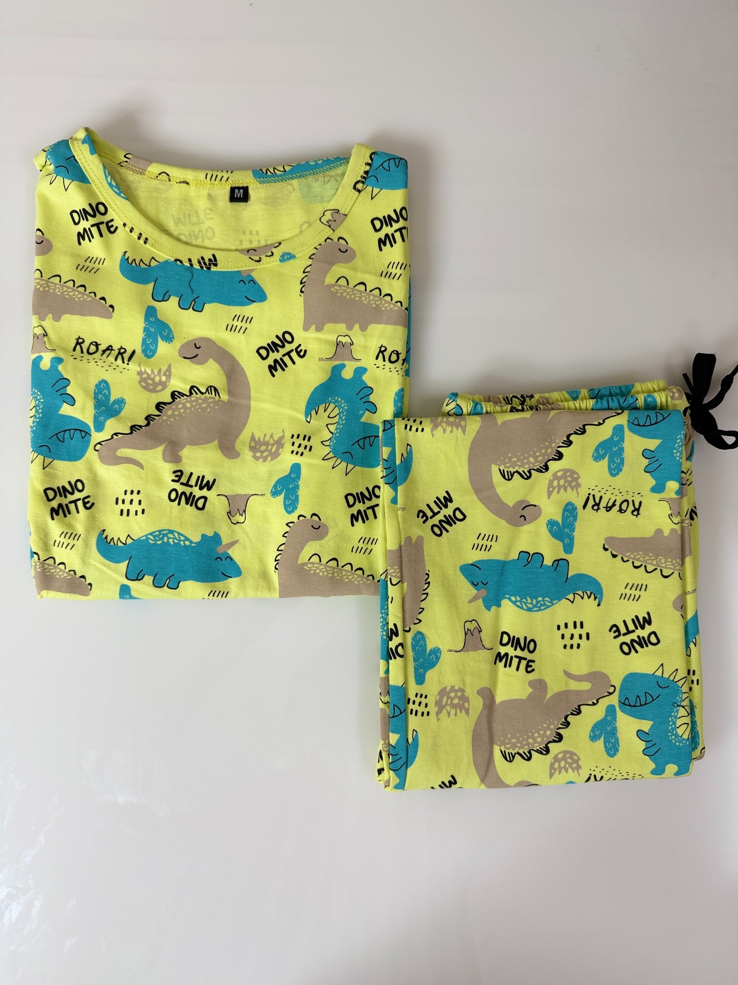 Lime Green Dinosaur Printed Feeding T-shirt And Pants