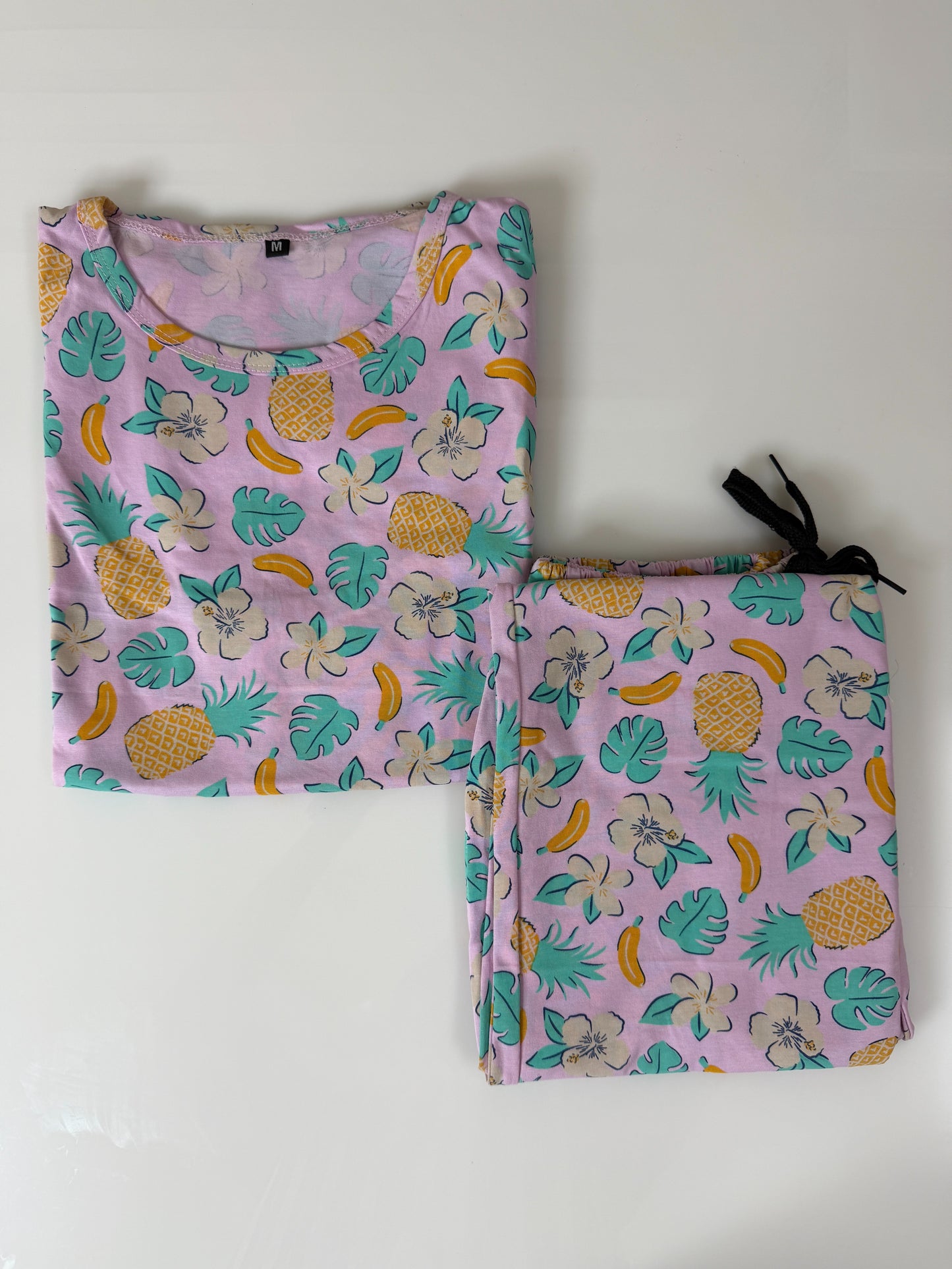 Pink Tropical Printed Feeding T-shirt And Pants