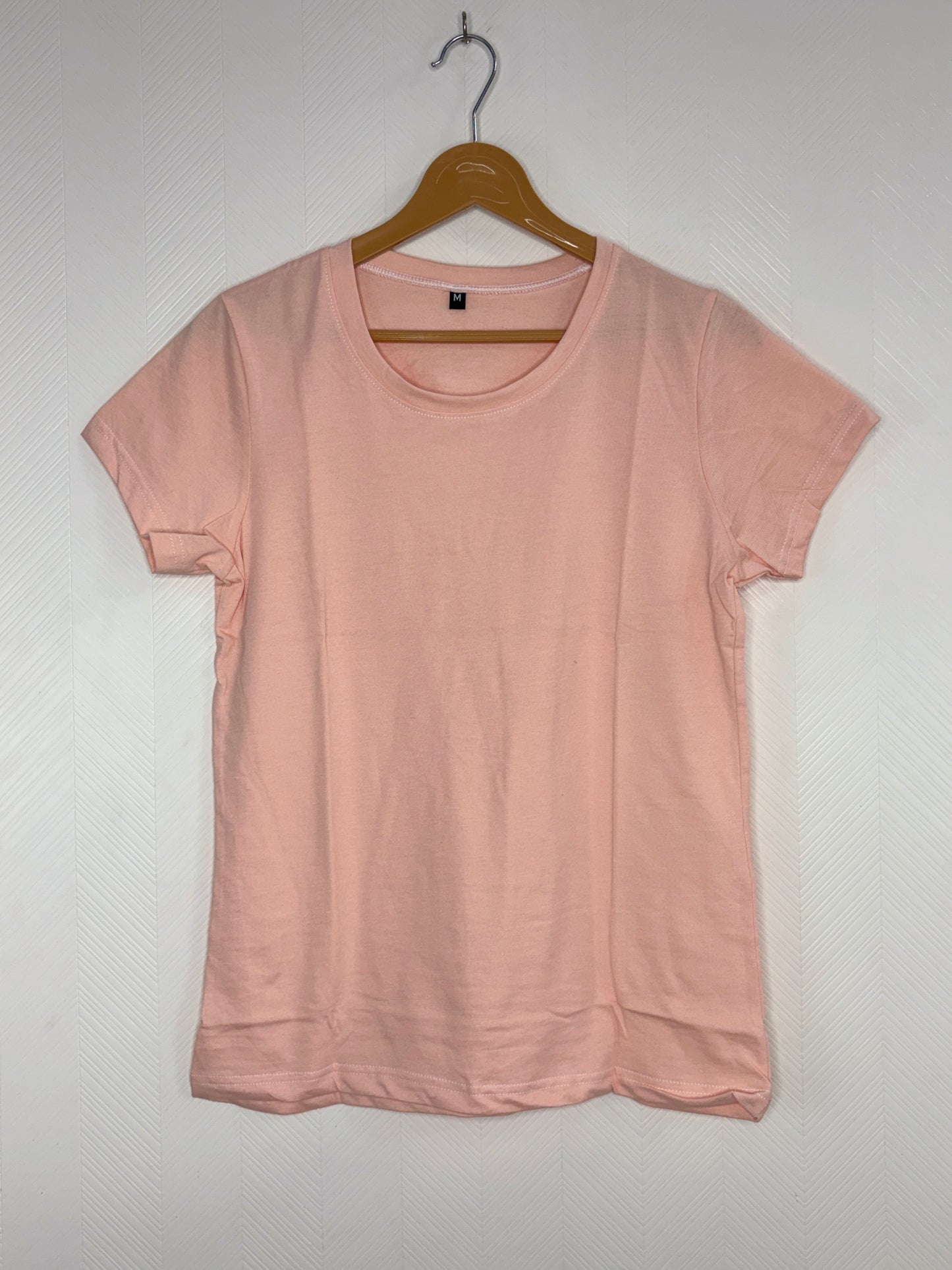 Women's Peach Solid Round Neck T-Shirt