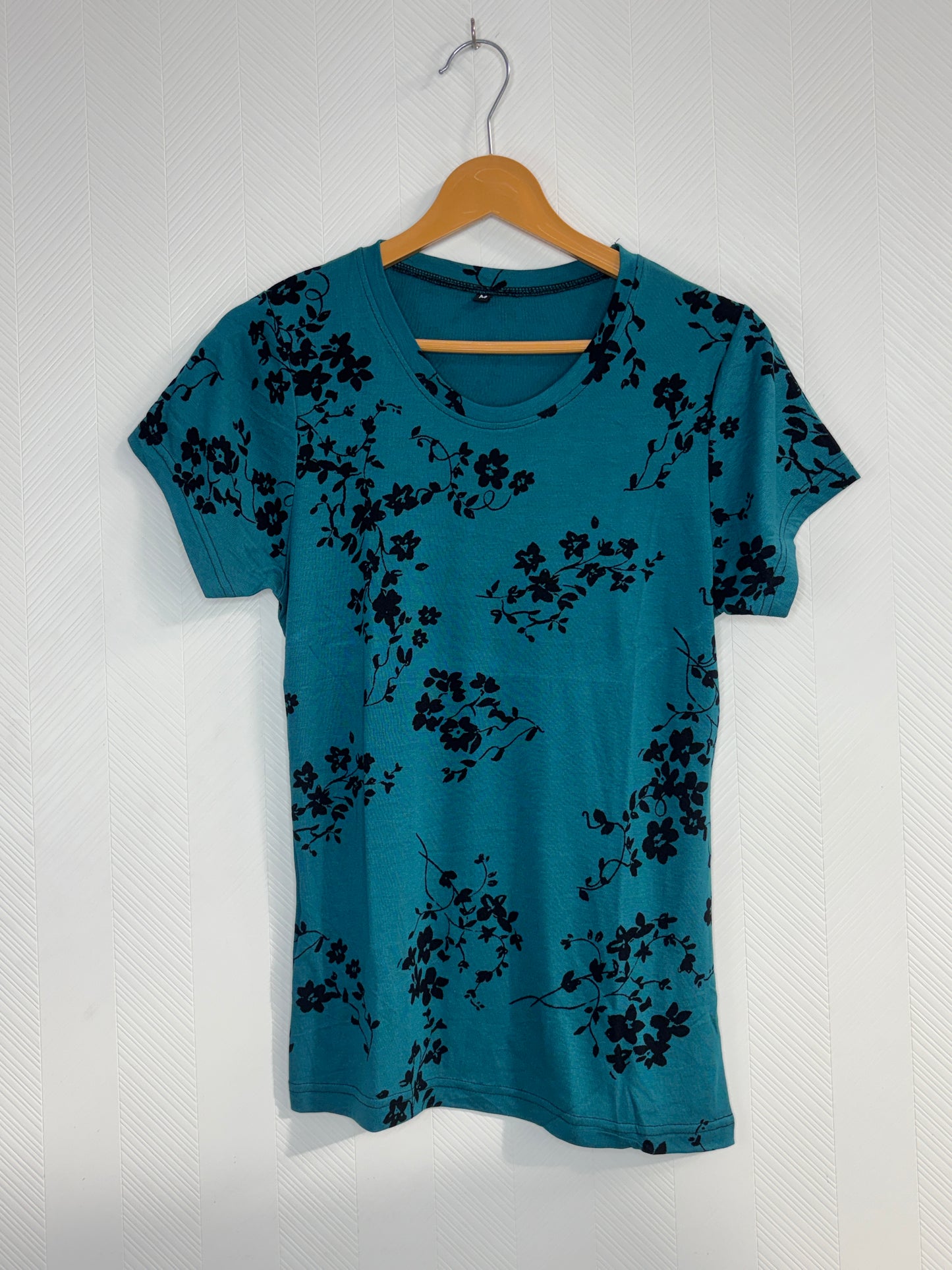 Teal Black Floral Women's T-Shirt