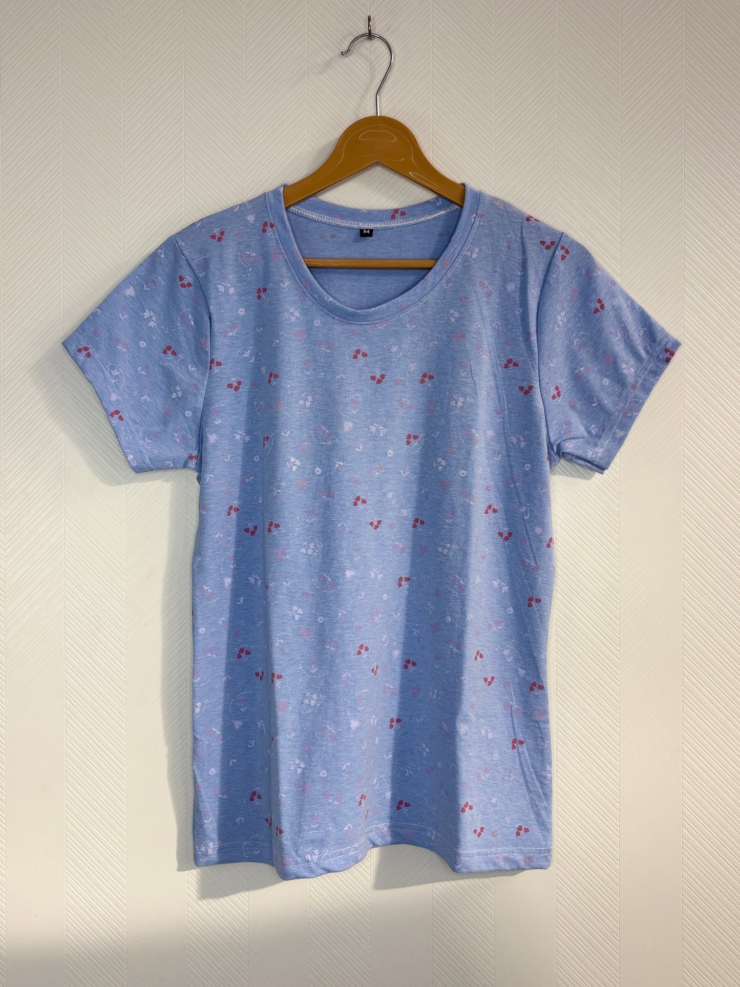 Light Blue Ditsy Floral Print Women's T-Shirt