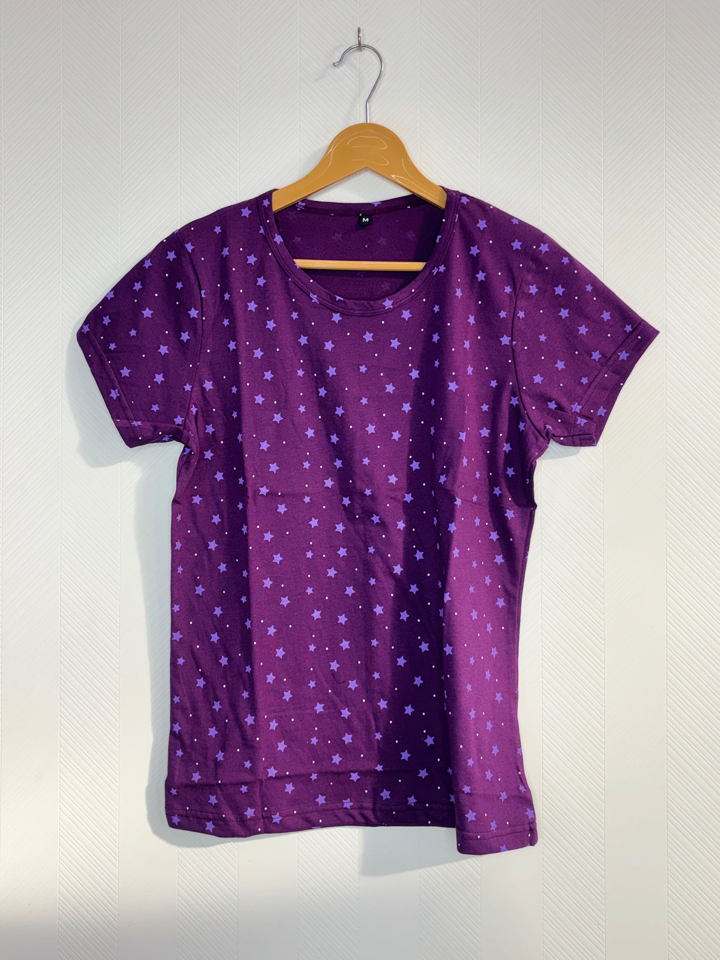 Purple Star Print Womens Tshirt