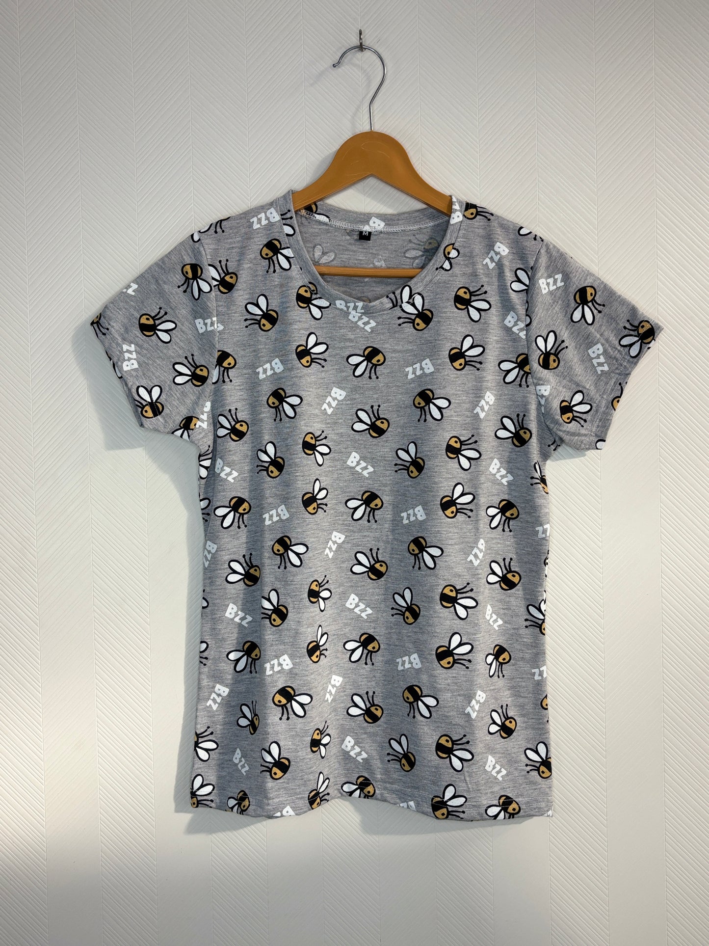 Grey Bee Print Womens Tshirt