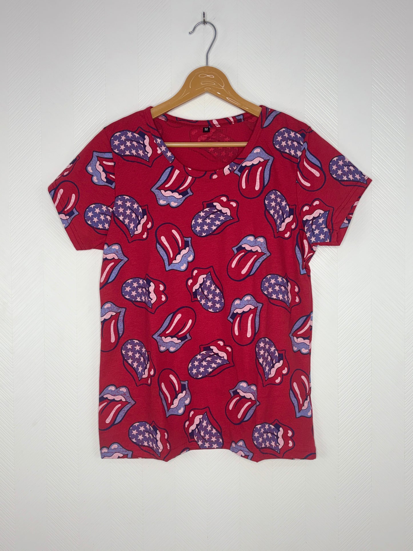 Red Graphic Lips Print Women's T-Shirt