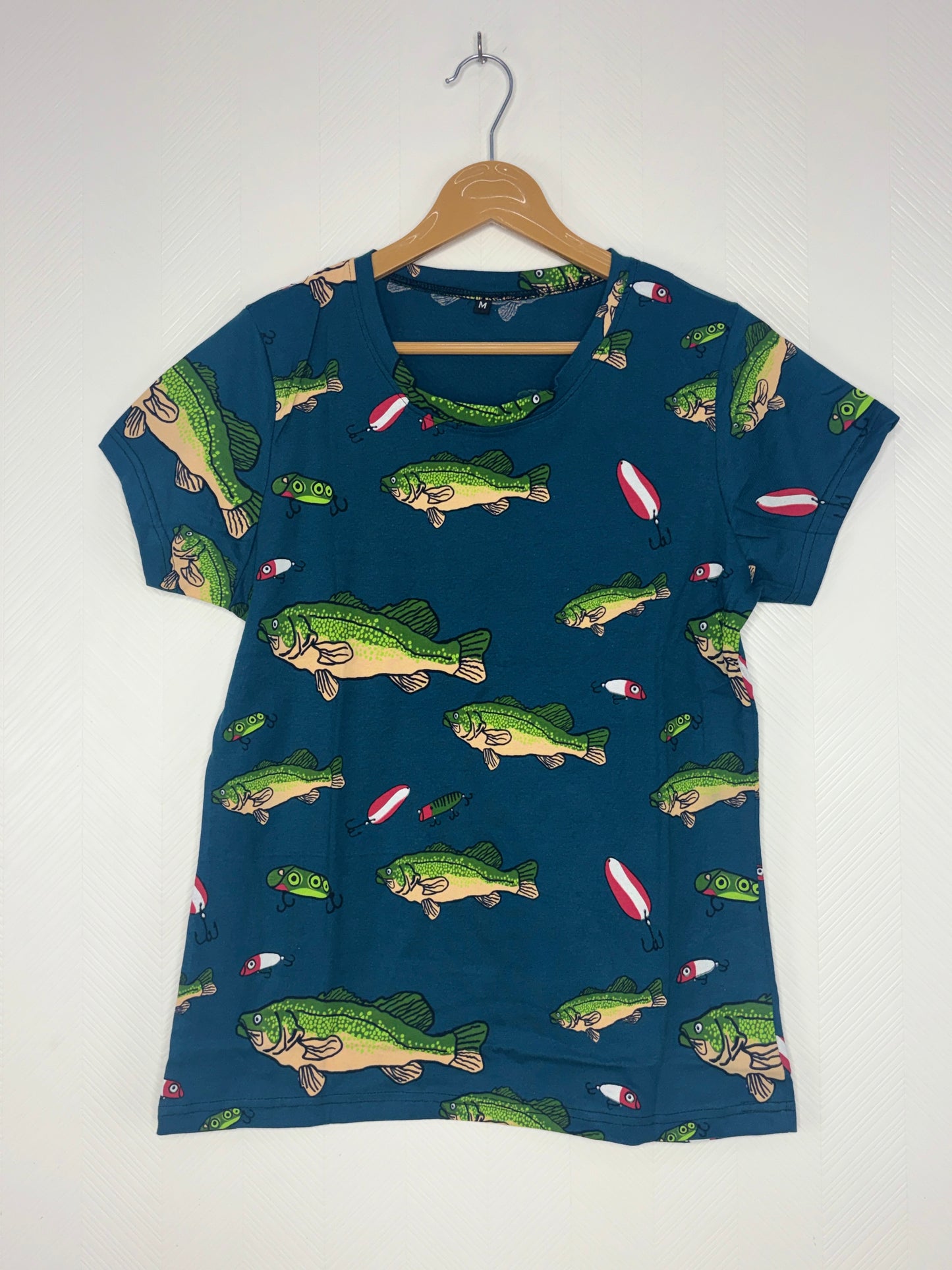 Teal Blue Fish Print Women's T-Shirt
