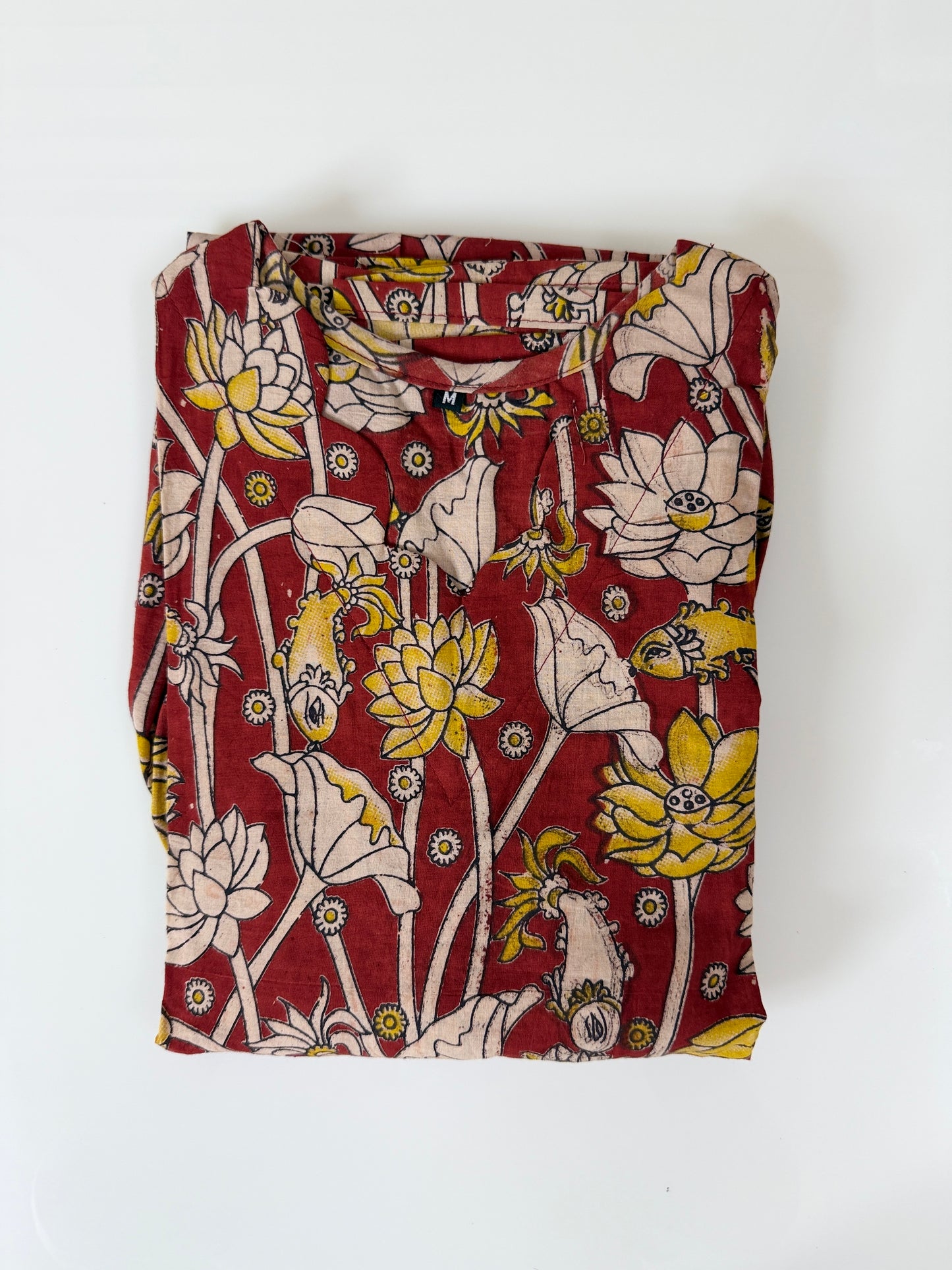 Kalamkari Prints Cotton Frocks Lotus Fish Print