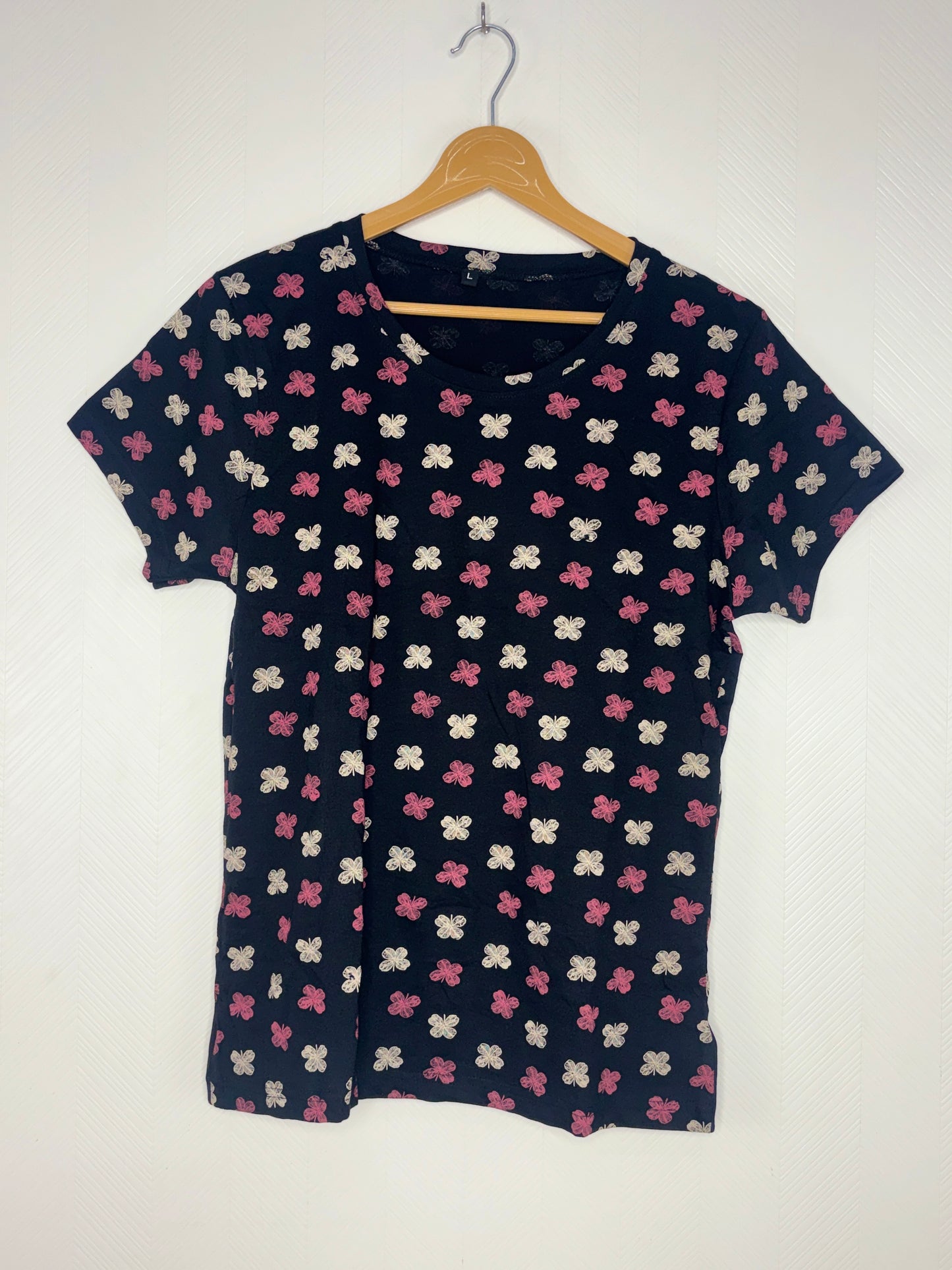 Navy Blue Floral Print Women's T-Shirt