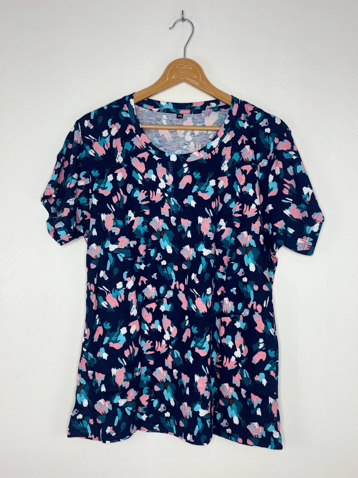 Navy Blue Abstract Brush Print Women's T-Shirt