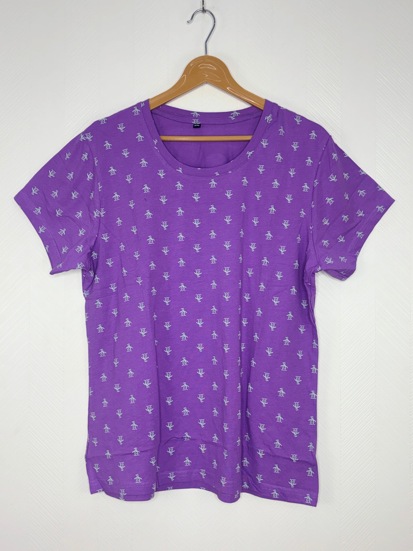 Purple Mini Penguin Print Women's T-Shirt