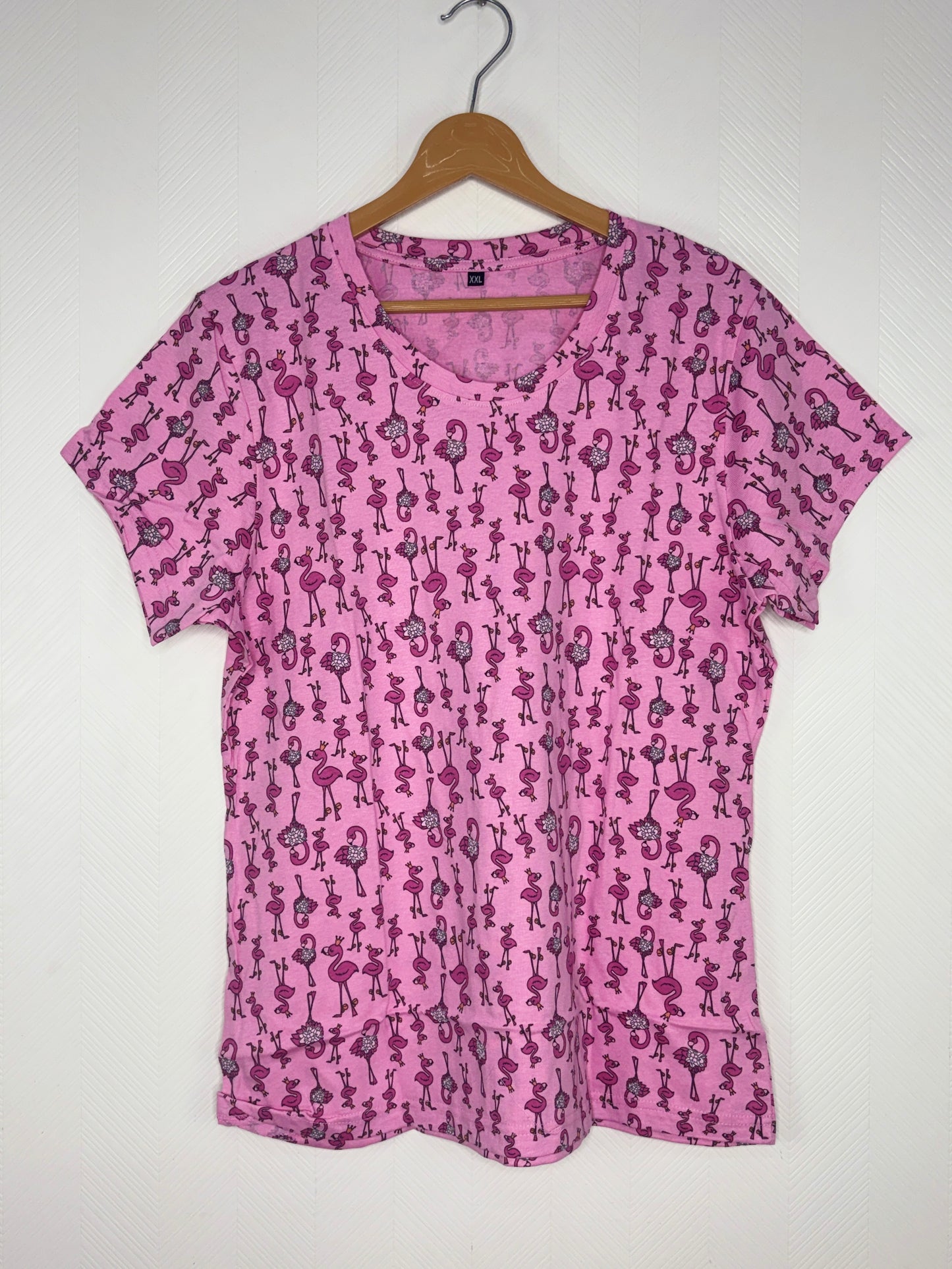 Pink Flamingo Print Women's T-Shirt
